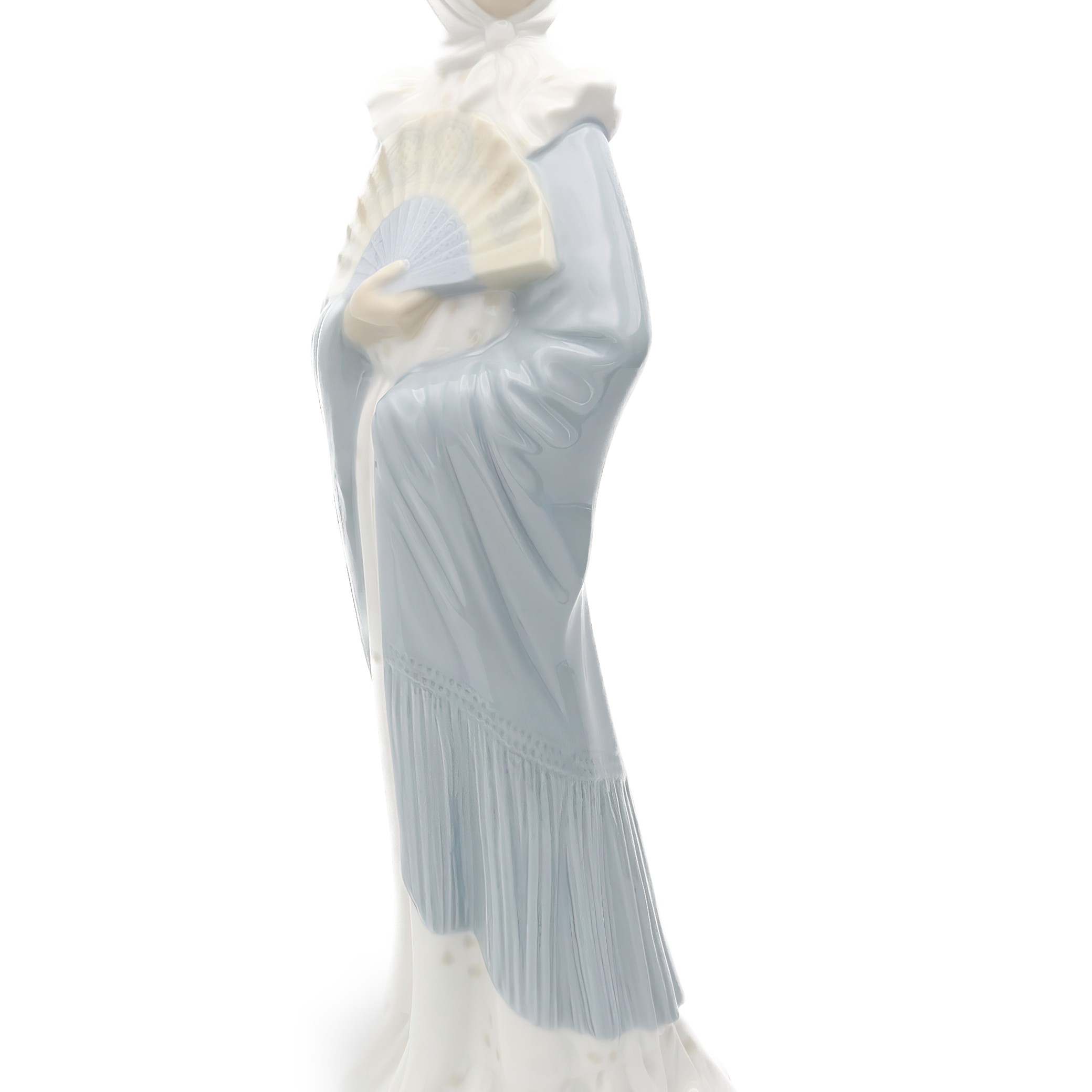 Lladro Figurine, Vintage NAO Porcelain Woman Blue Dress With Hand Fan, Traditional Dress, Madrilena, Retired, Rare Collectible Sculpture