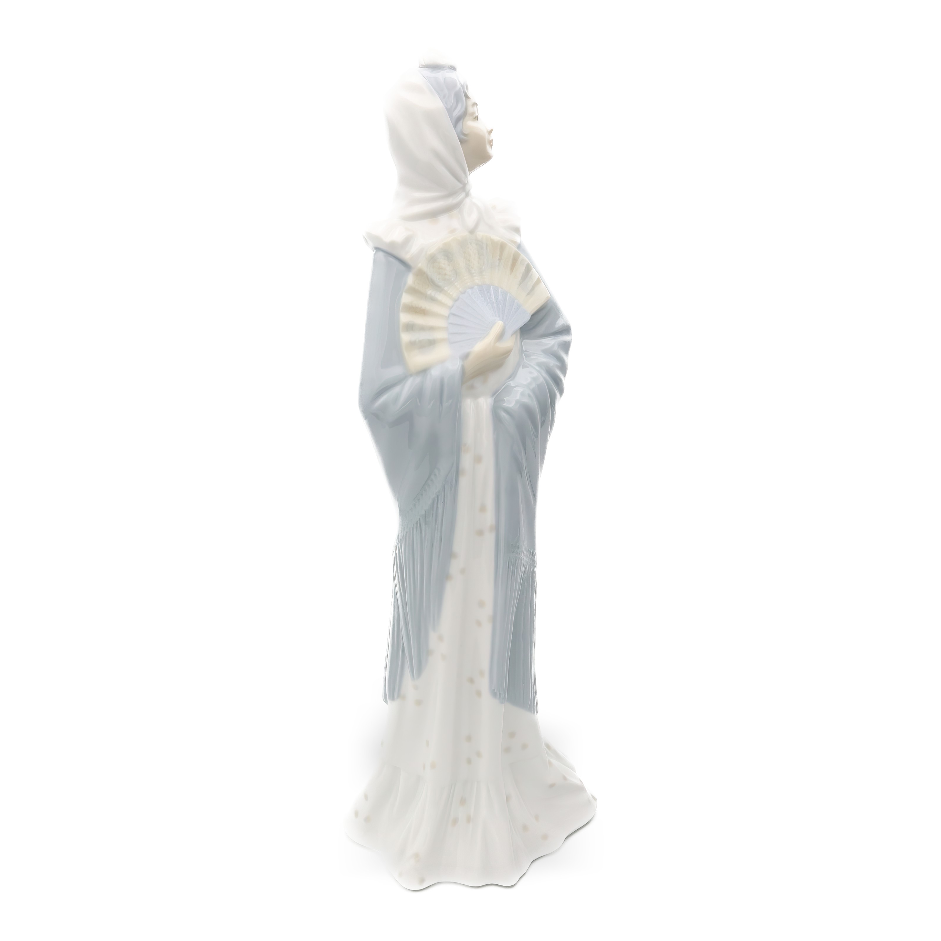 Lladro NAO Porcelain Woman Figurine in Blue Dress with Fan, Traditional Madrilena, Rare Retired Collectible Thumbnail for Lladro Figurine, Vintage NAO Porcelain Woman Blue Dress With Hand Fan, Traditional Dress, Madrilena, Retired, Rare Collectible Sculpture