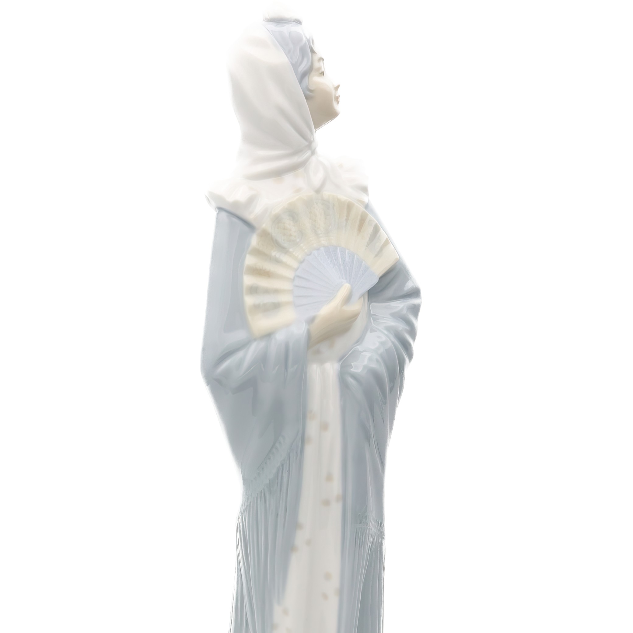 Lladro Figurine, Vintage NAO Porcelain Woman Blue Dress With Hand Fan, Traditional Dress, Madrilena, Retired, Rare Collectible Sculpture