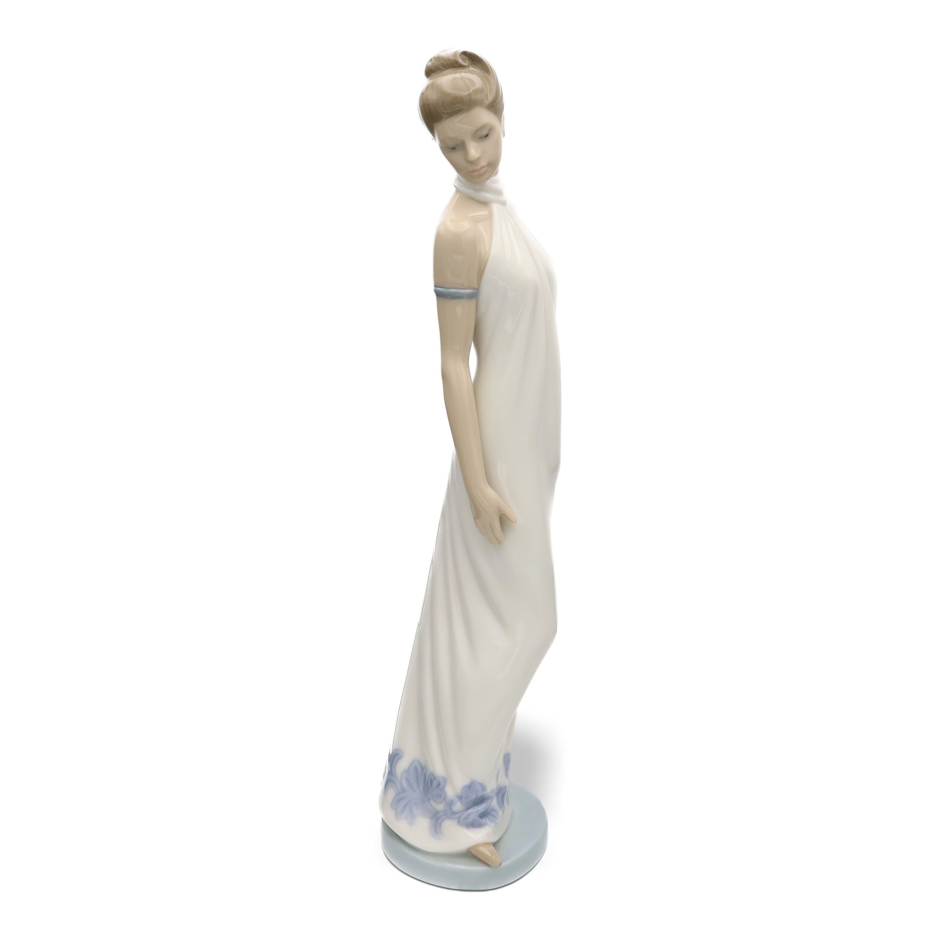 Nao White Dress Figurine By Lladro, Elegant Porcelain Sculpture