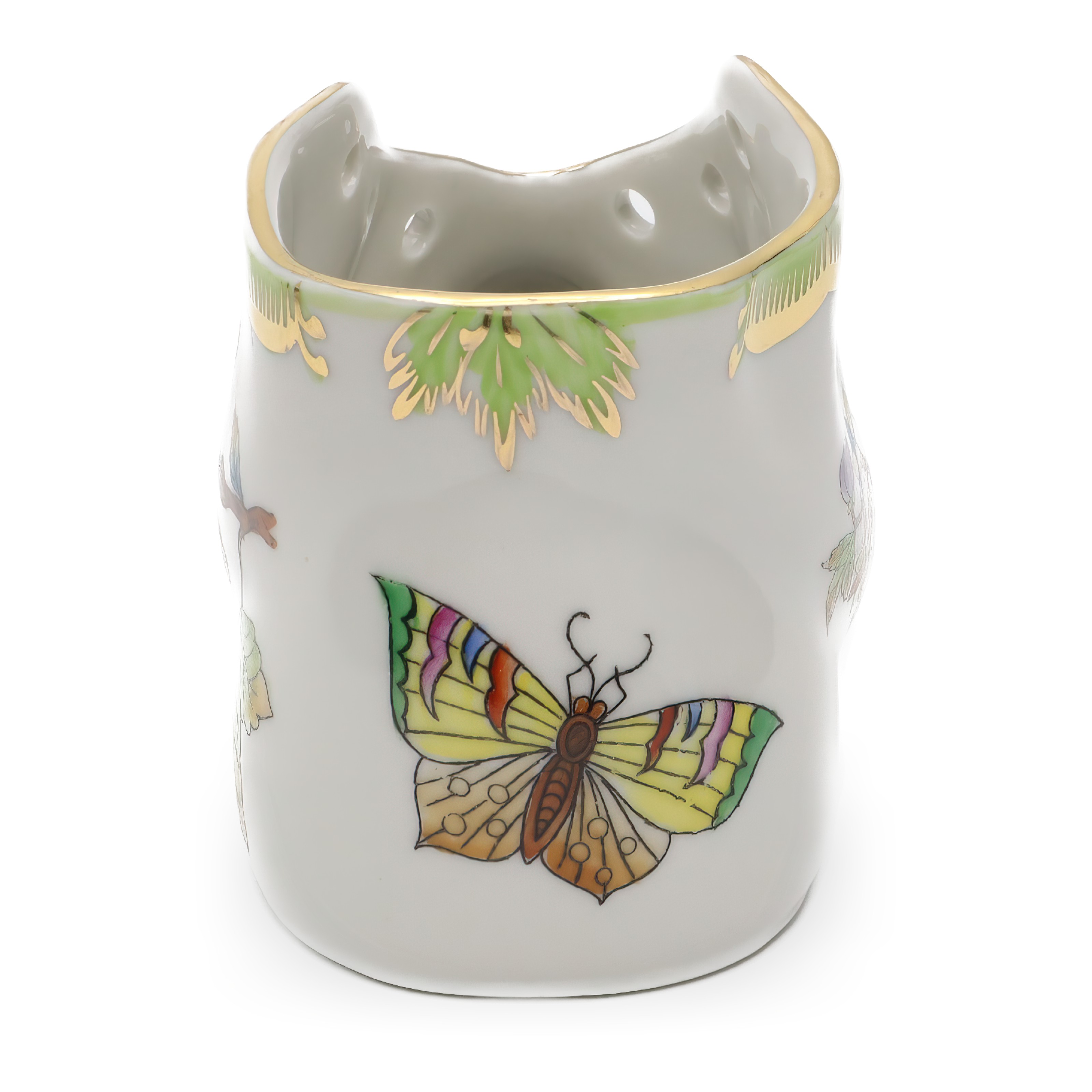 Detailed View Vintage Herend Hand Painted Porcelain Baby Shoe Queen Victoria Pattern Thumbnail for Vintage Herend Hand Painted Porcelain Baby Shoe Queen Victoria Pattern, Exquisite Collector's Piece Displaying Timeless Floral Elegance