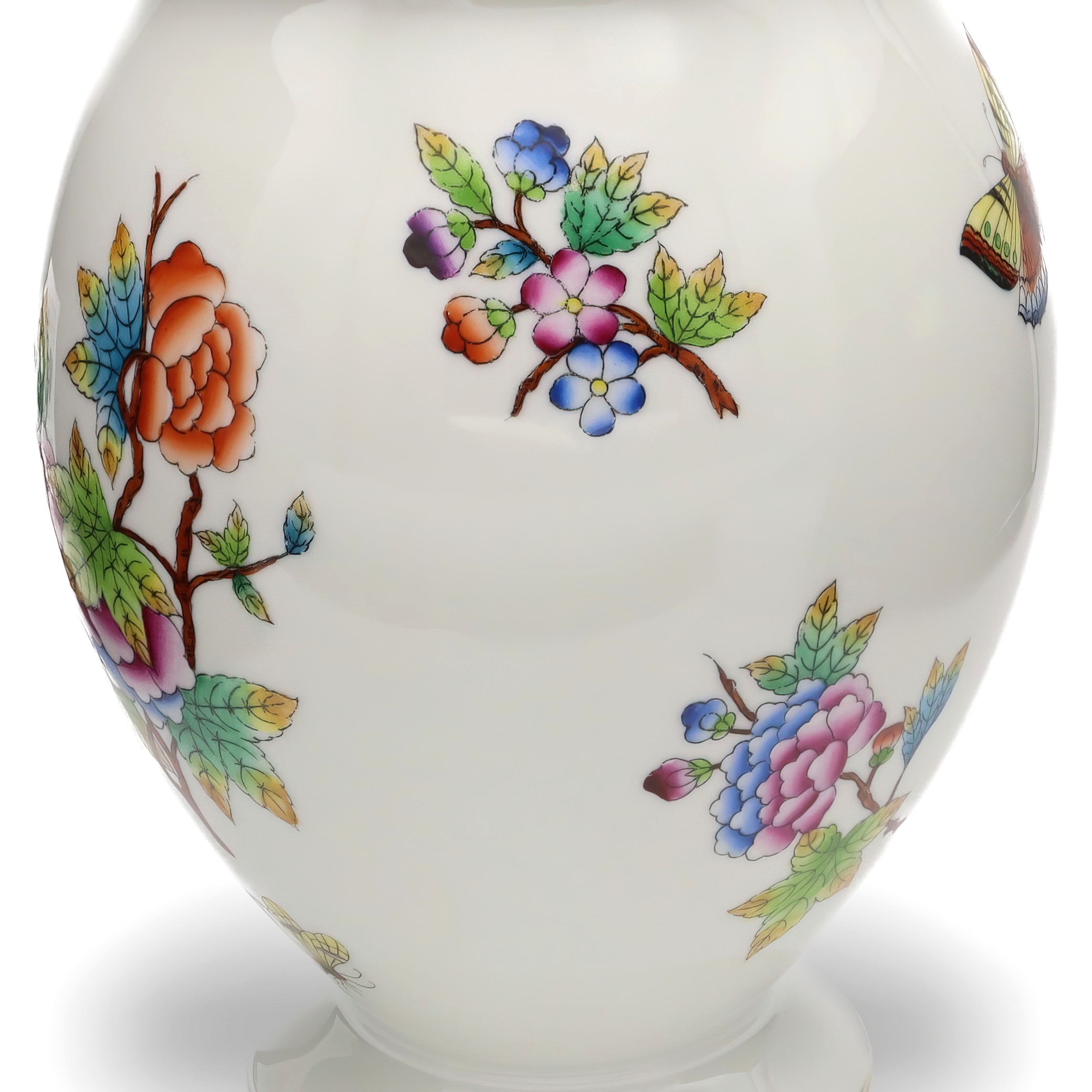 Detailed View Vintage Herend Queen Victoria Vase Hand-Painted Floral Porcelain Thumbnail for Vintage Herend Queen Victoria Vase, Hand-painted Floral Porcelain Vase, Hungarian Decorative Collectible