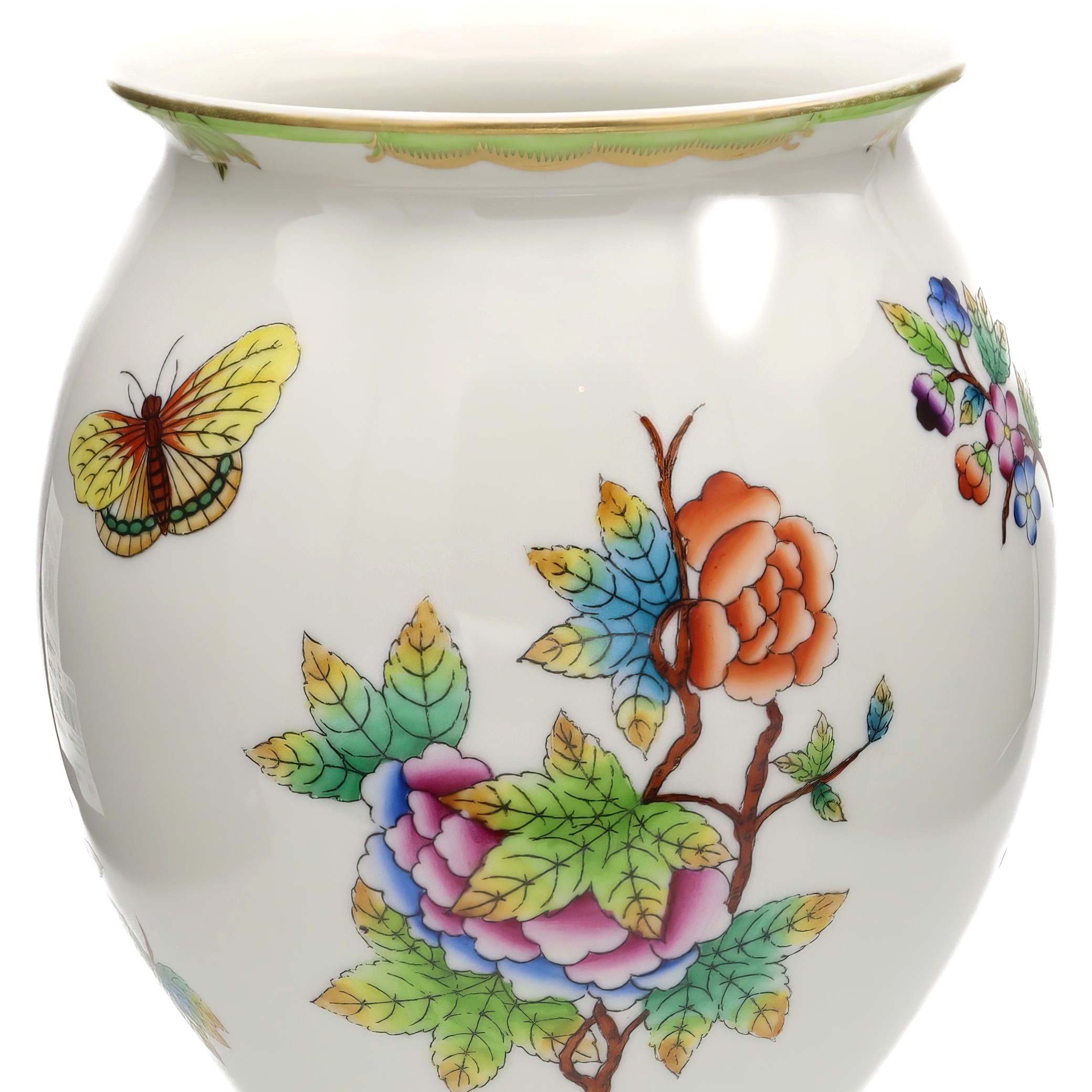 Detailed View Vintage Herend Queen Victoria Vase Hand-Painted Floral Porcelain Thumbnail for Vintage Herend Queen Victoria Vase, Hand-painted Floral Porcelain Vase, Hungarian Decorative Collectible