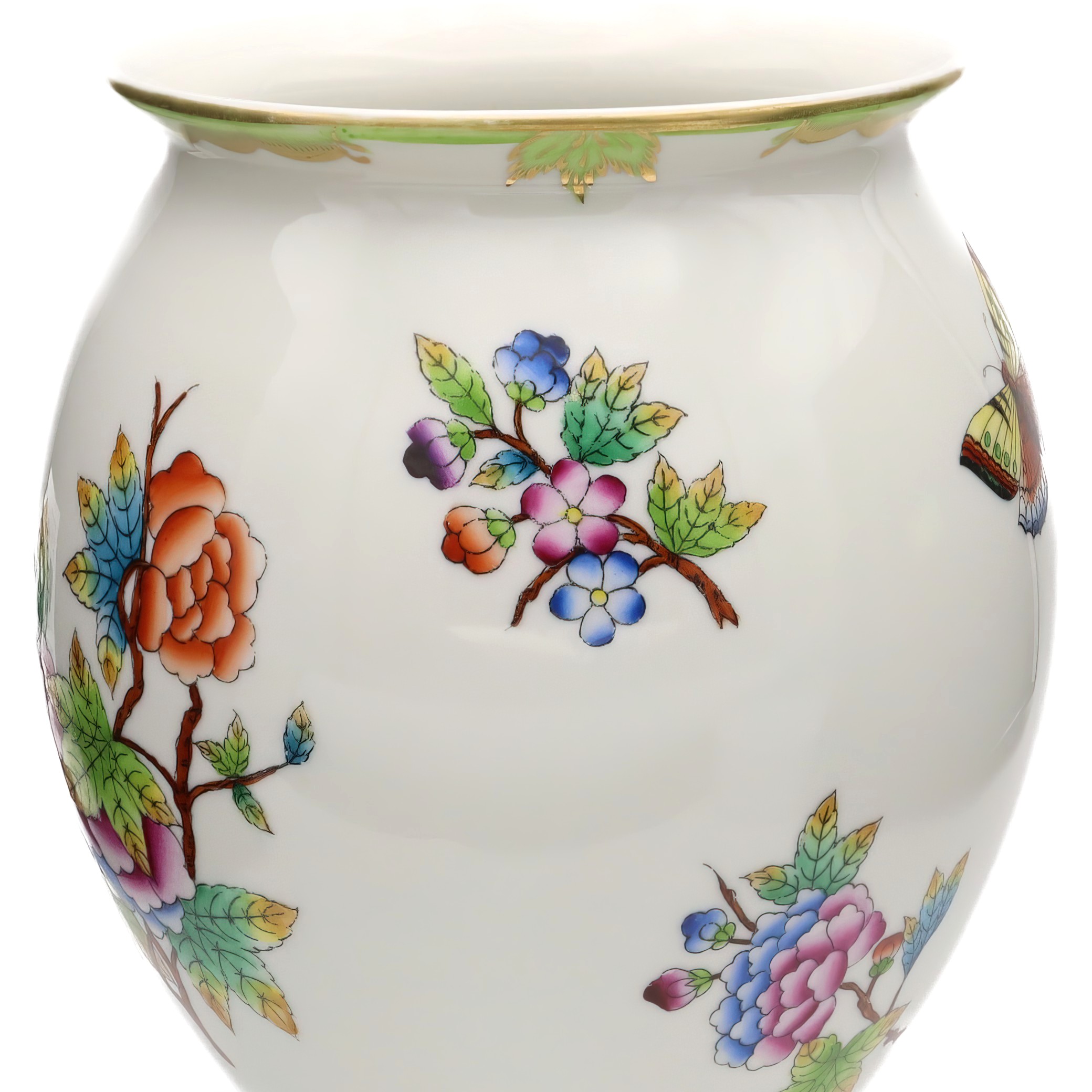Detailed View Vintage Herend Queen Victoria Vase Hand-Painted Floral Porcelain Collectible Thumbnail for Vintage Herend Queen Victoria Vase, Hand-painted Floral Porcelain Vase, Hungarian Decorative Collectible