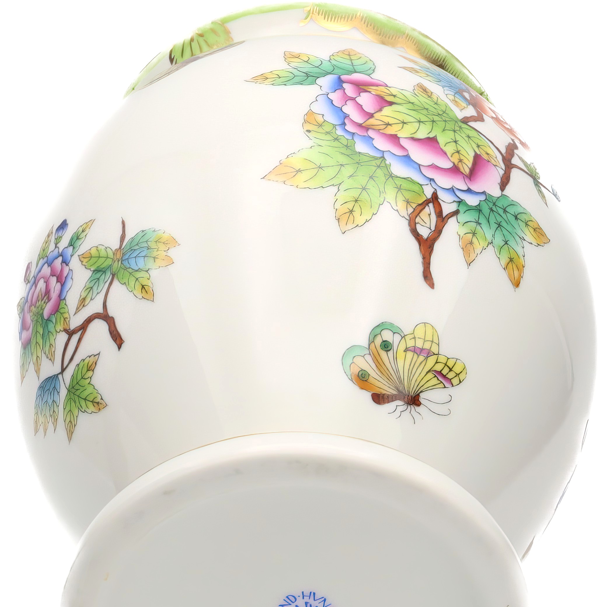 Vintage Herend Queen Victoria Vase Detailed View Bottom Thumbnail for Vintage Herend Queen Victoria Vase, Hand-painted Floral Porcelain Vase, Hungarian Decorative Collectible