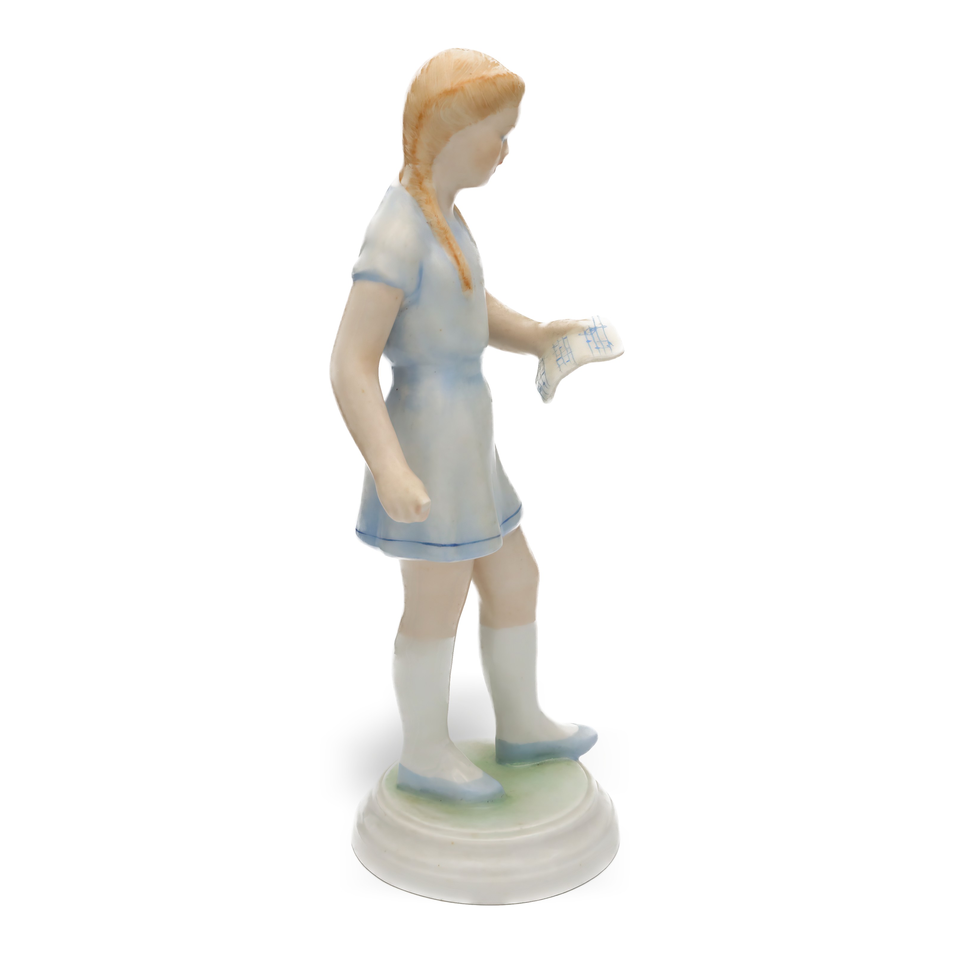 Vintage Porcelain Singing Girl Figurine Handcrafted Collectible Statue Side View Thumbnail for Vintage Porcelain Singing Girl Figurine, Handcrafted Room Decor Statue Collectible