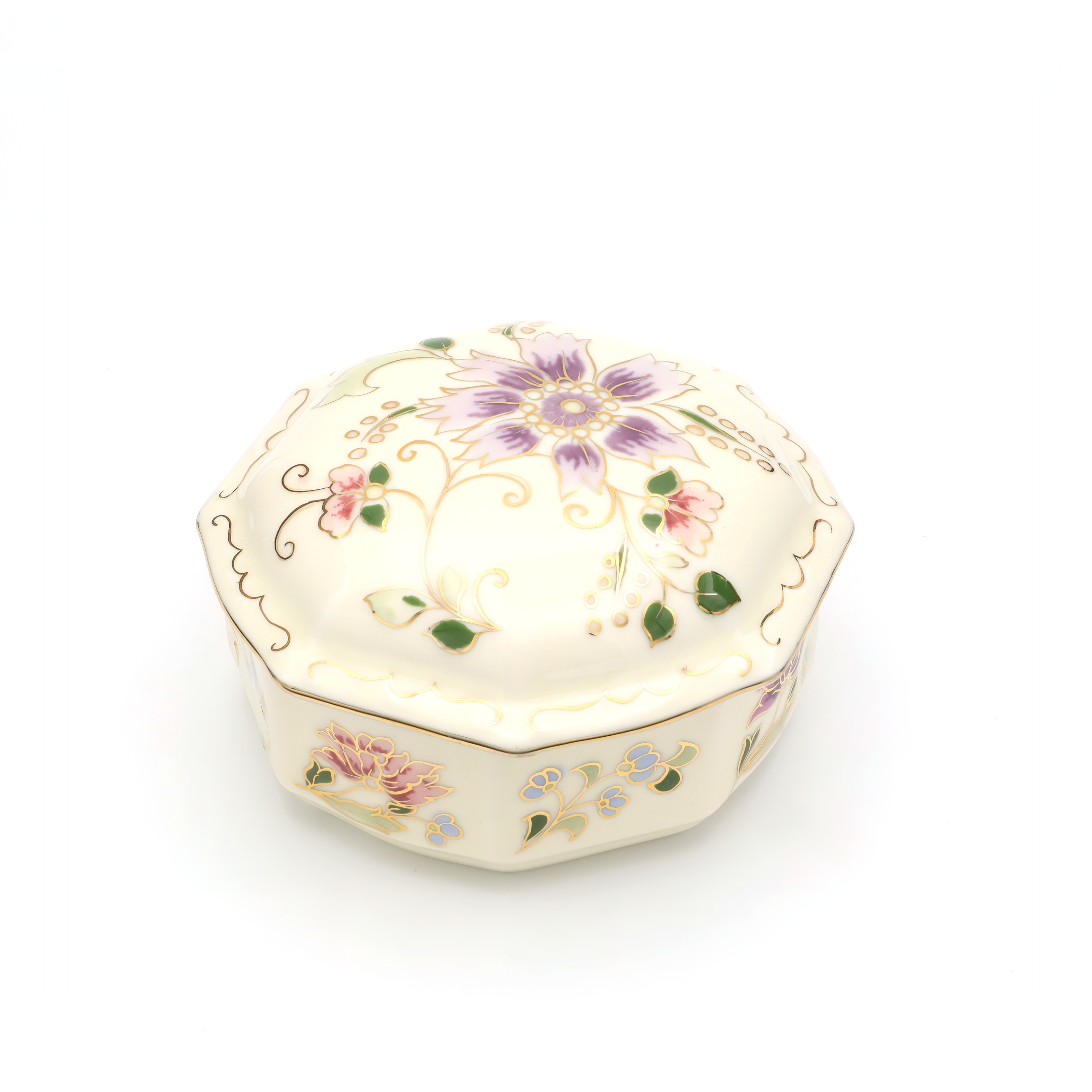 Zsolnay Porcelain Octagonal Trinket Box Hand-Painted Vintage Keepsake Container Thumbnail for Zsolnay Porcelain Trinket Box, Octagonal, Hand-Painted Vintage Keepsake Container, Ceramic Trinket Box