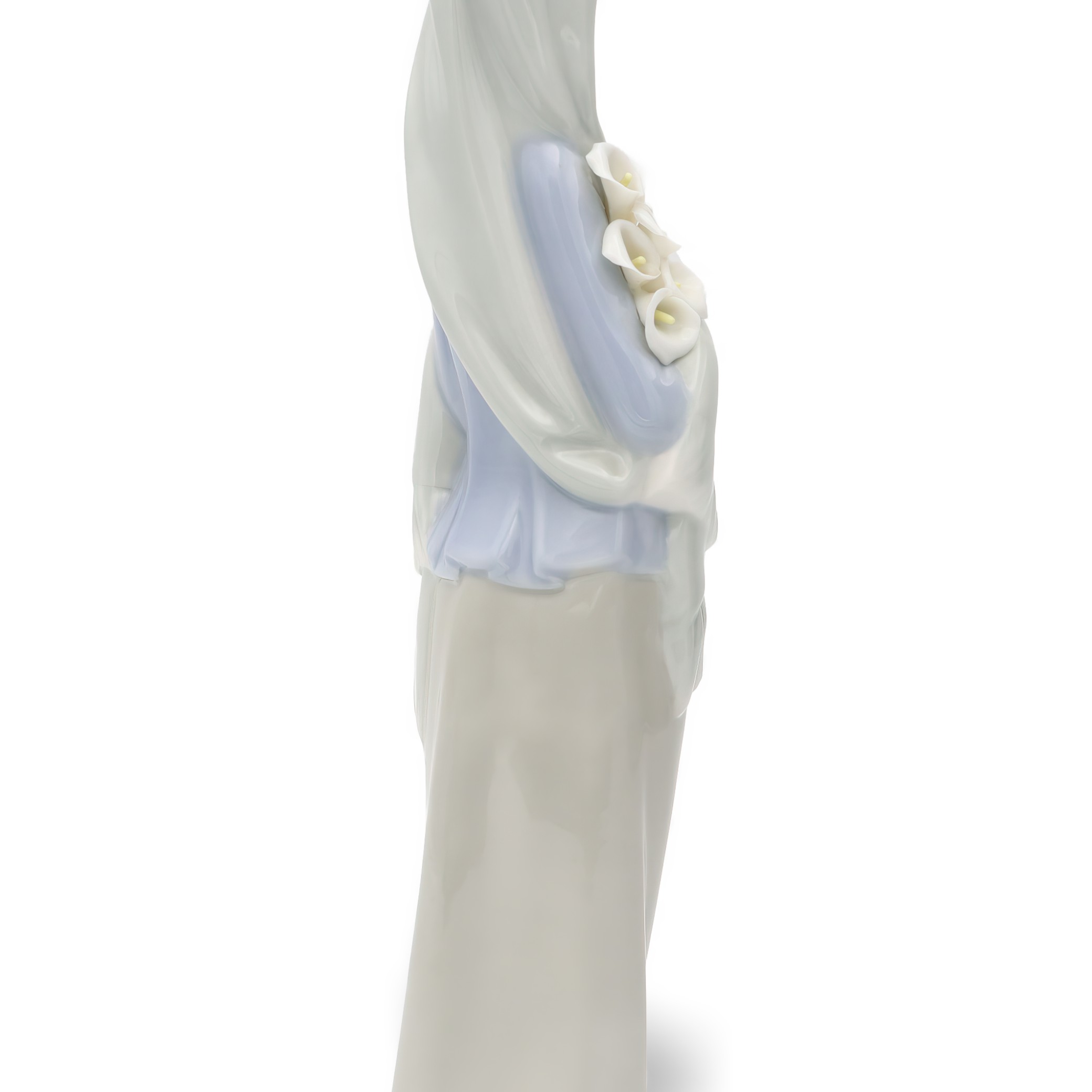 Lladro Veiled Lady With Lilies, Girl With Flowers, Vintage Hand-Painted Porcelain