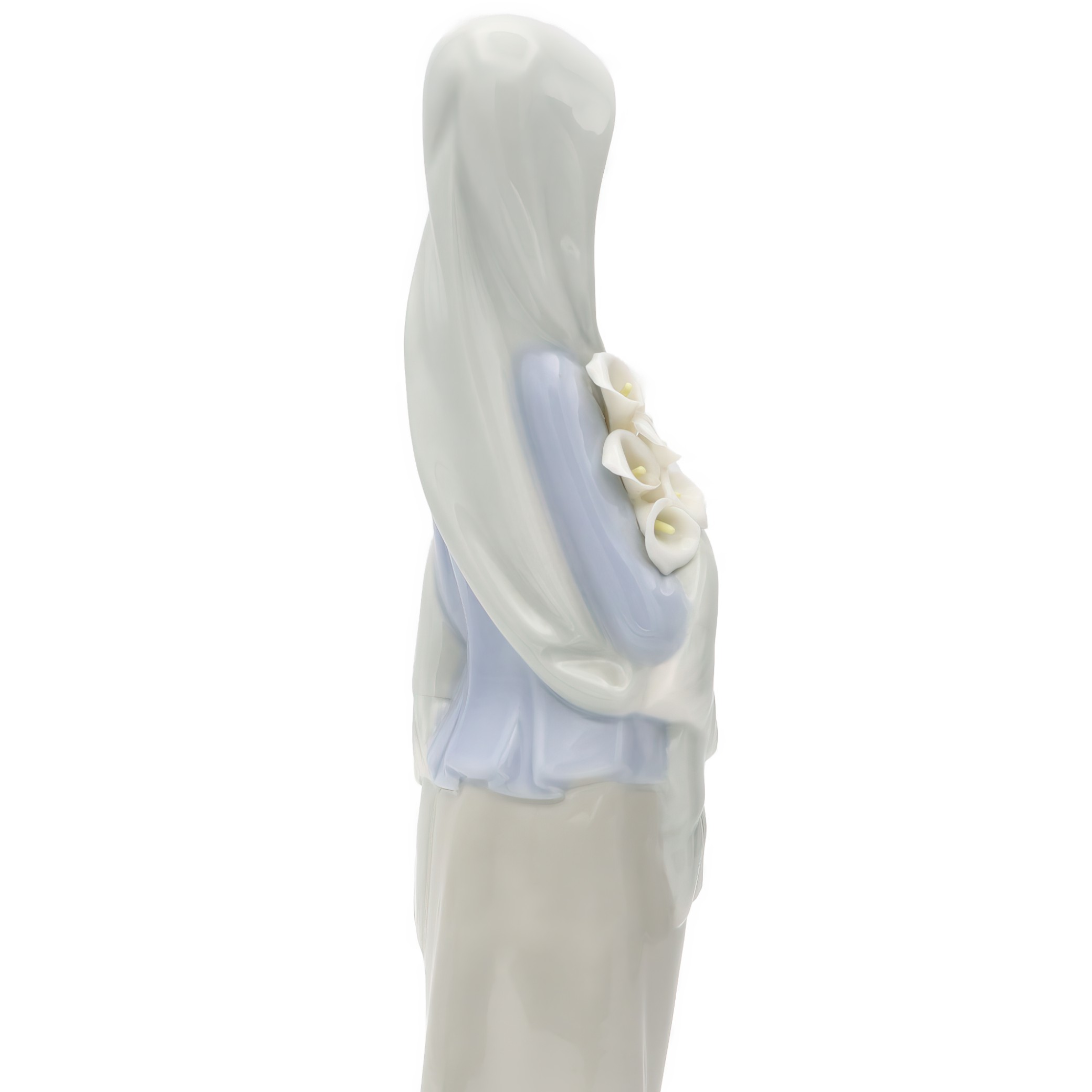 Lladro Veiled Lady With Lilies, Girl With Flowers, Vintage Hand-Painted Porcelain