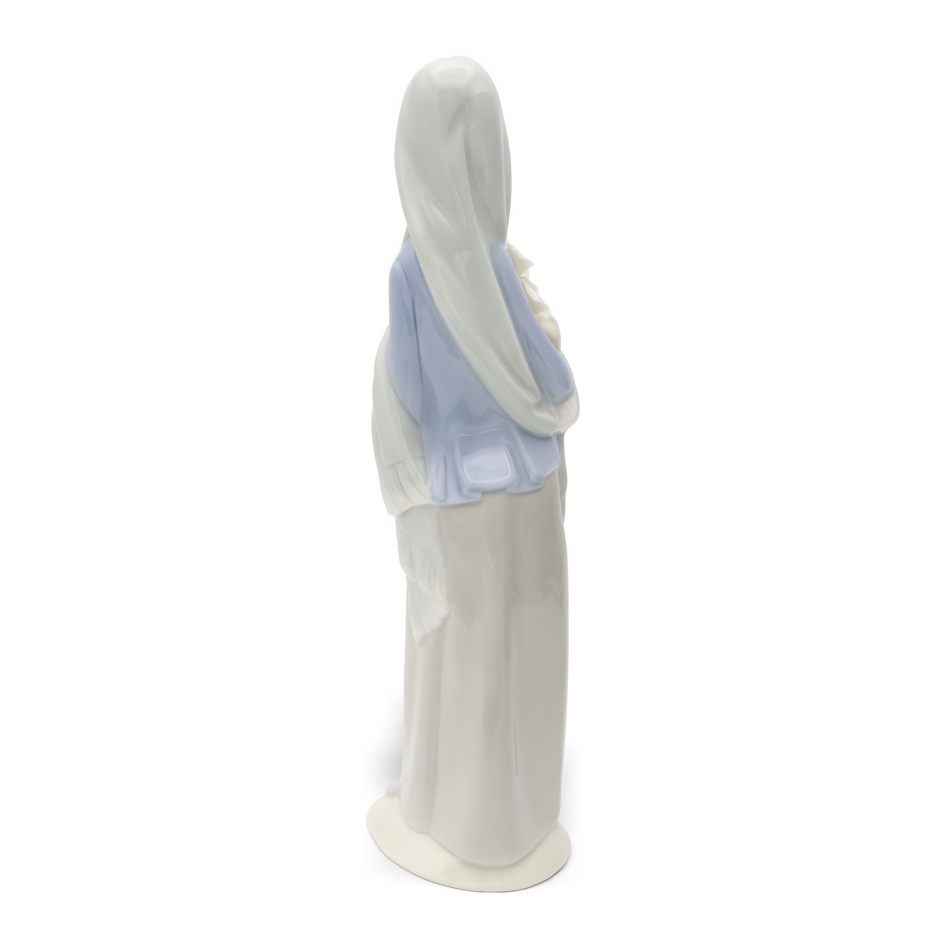 Lladro Veiled Lady With Lilies Porcelain Figurine Detailed View Thumbnail for Lladro Veiled Lady With Lilies, Girl With Flowers, Vintage Hand-Painted Porcelain