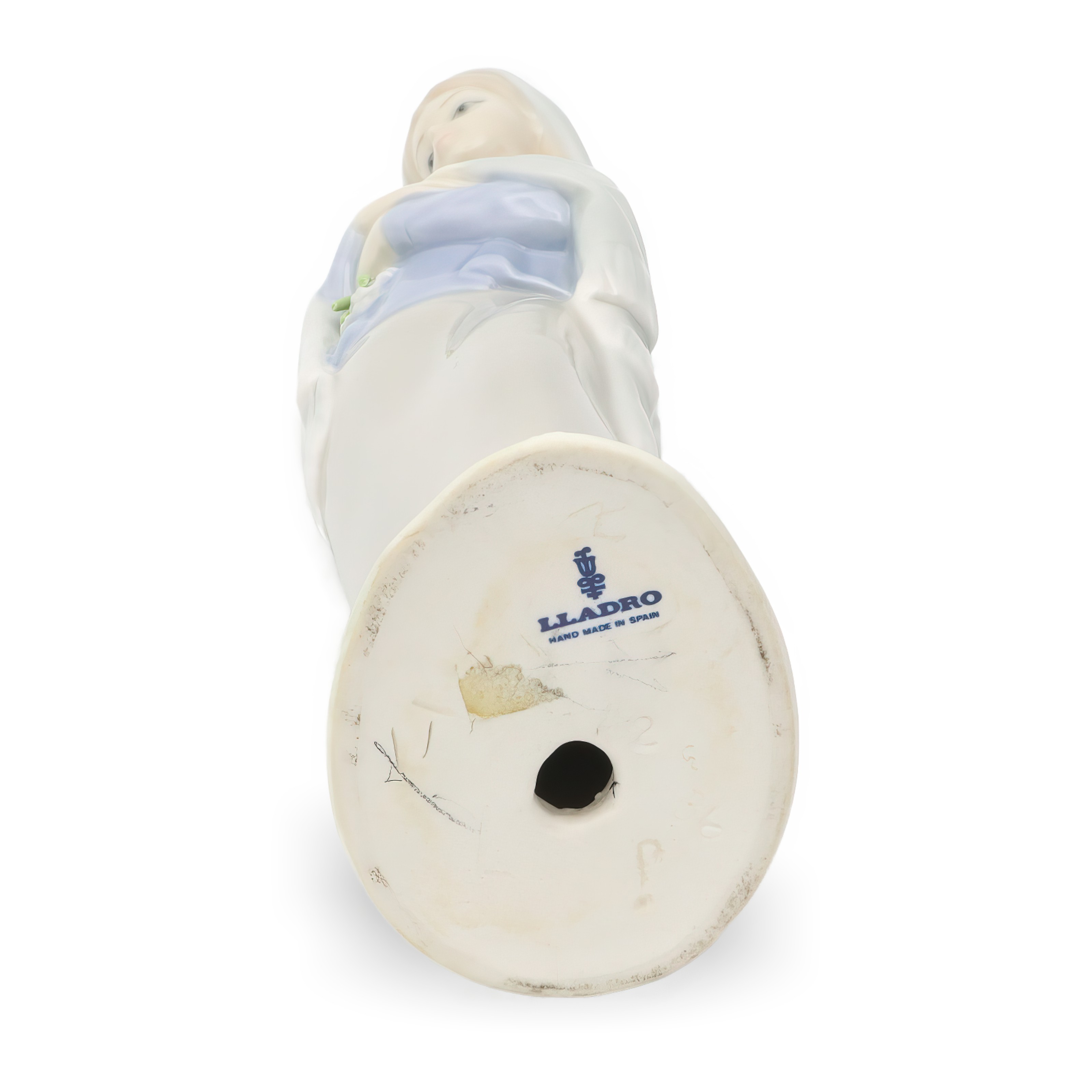 Lladro Veiled Lady With Lilies Porcelain Figurine Base Detailed View Thumbnail for Lladro Veiled Lady With Lilies, Girl With Flowers, Vintage Hand-Painted Porcelain