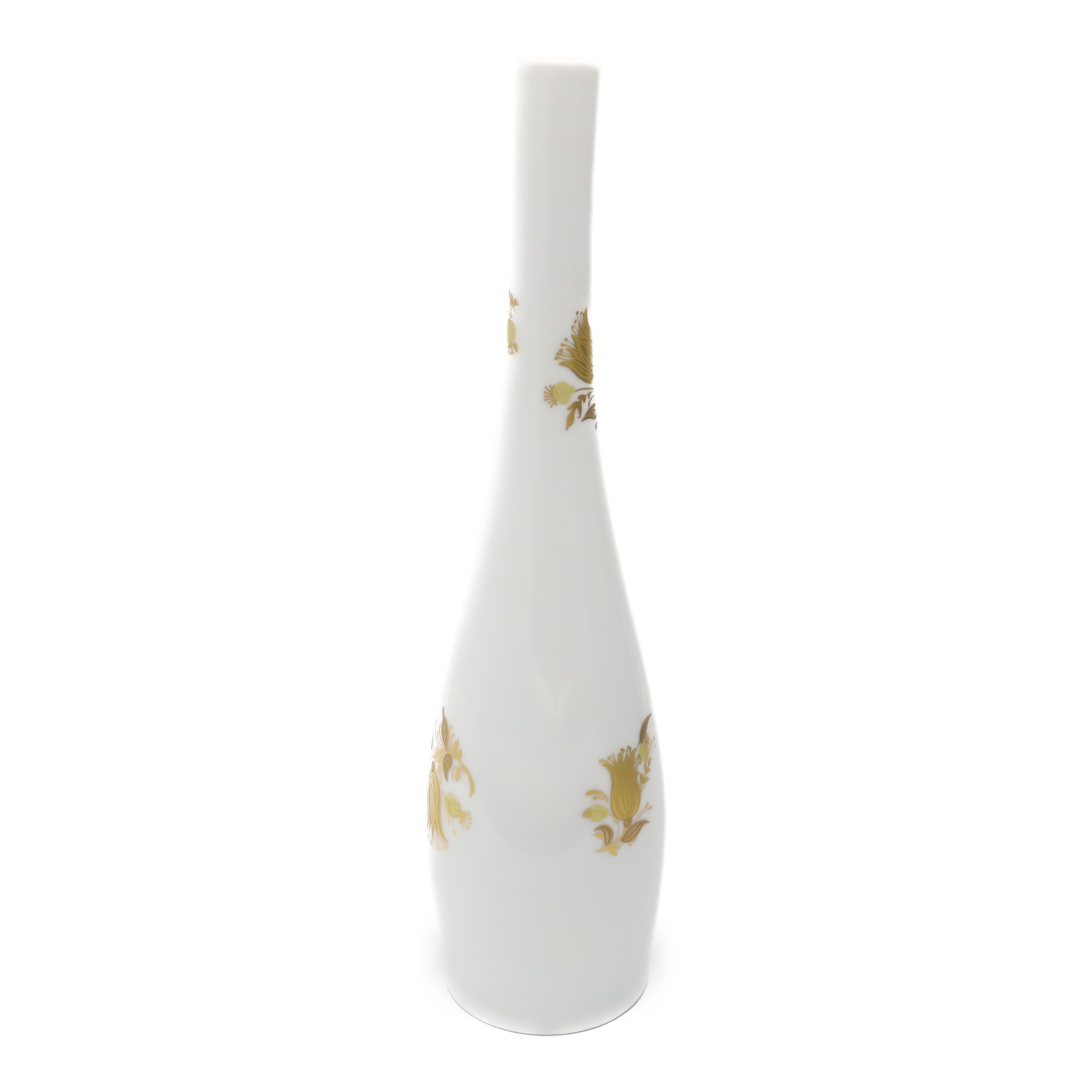 Rosenthal Vase vintage porcelain white golden hand painted studio vase elegant mid-century decor piece