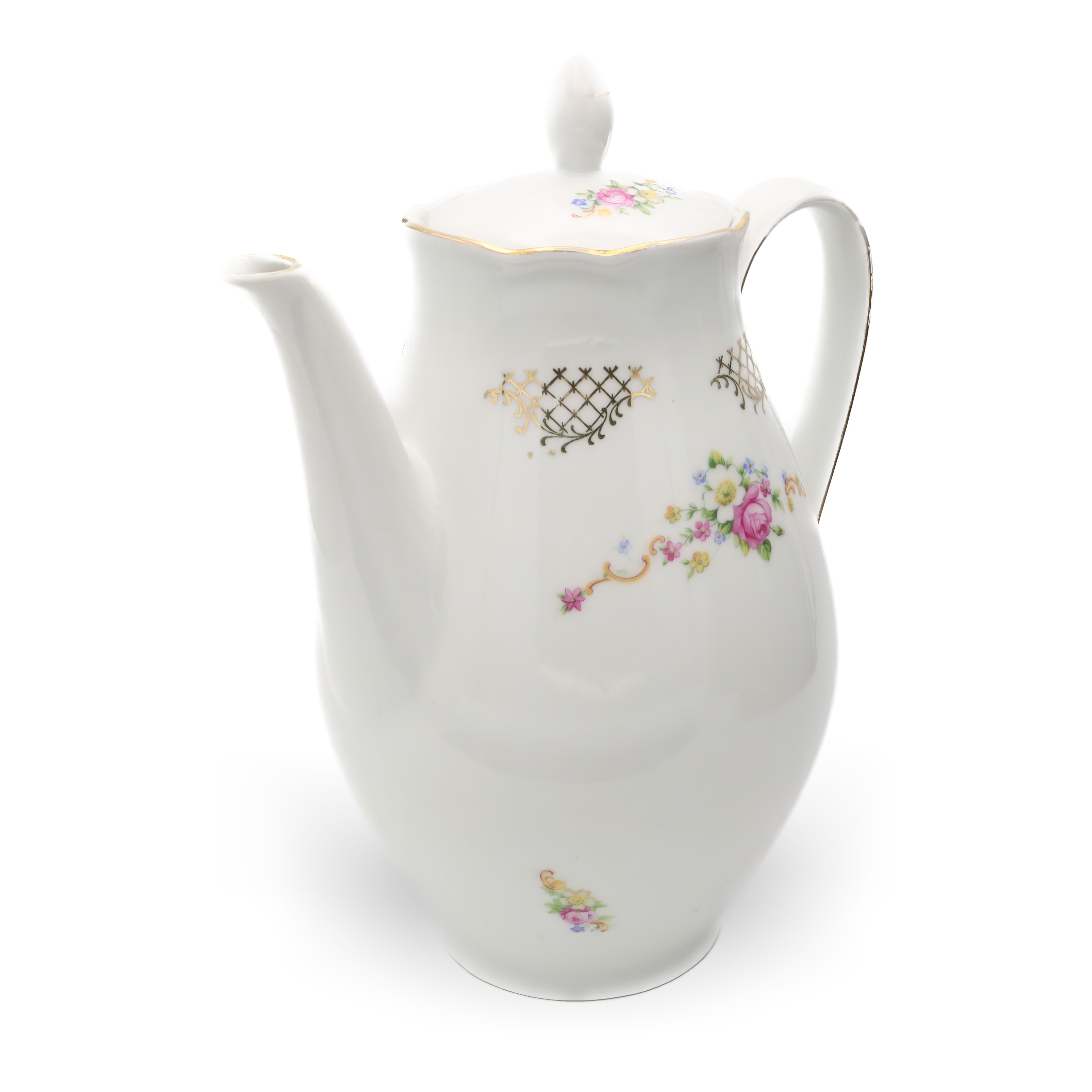 Teapot porcelain fine china Colditz German vintage collectible with floral design and gold trim classic European elegance serveware