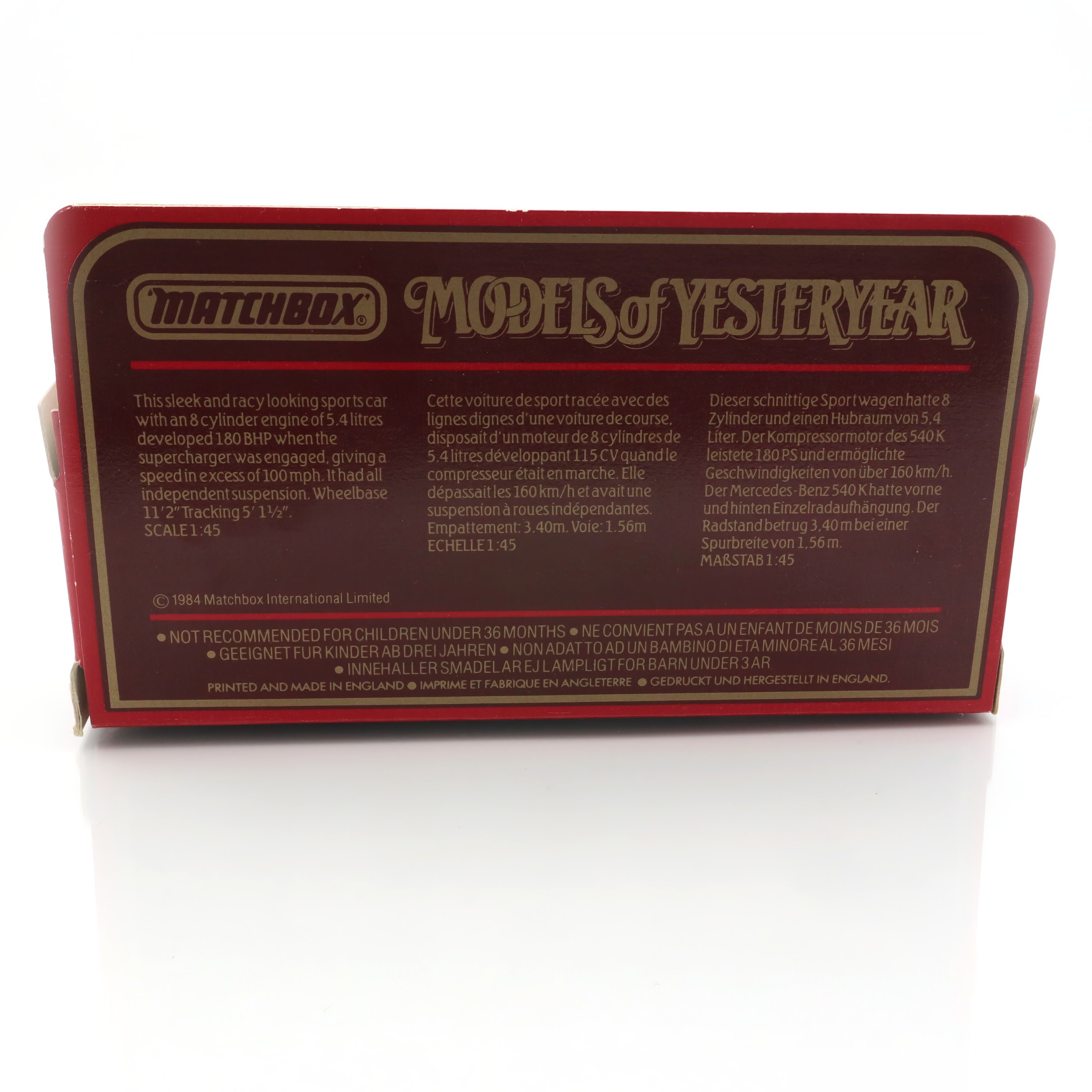 Y-20 1938 Mercedes-Benz 540K - Vintage Matchbox Yesteryear Collection - Die-cast Model Car - Rare Collectible - Mint Condition