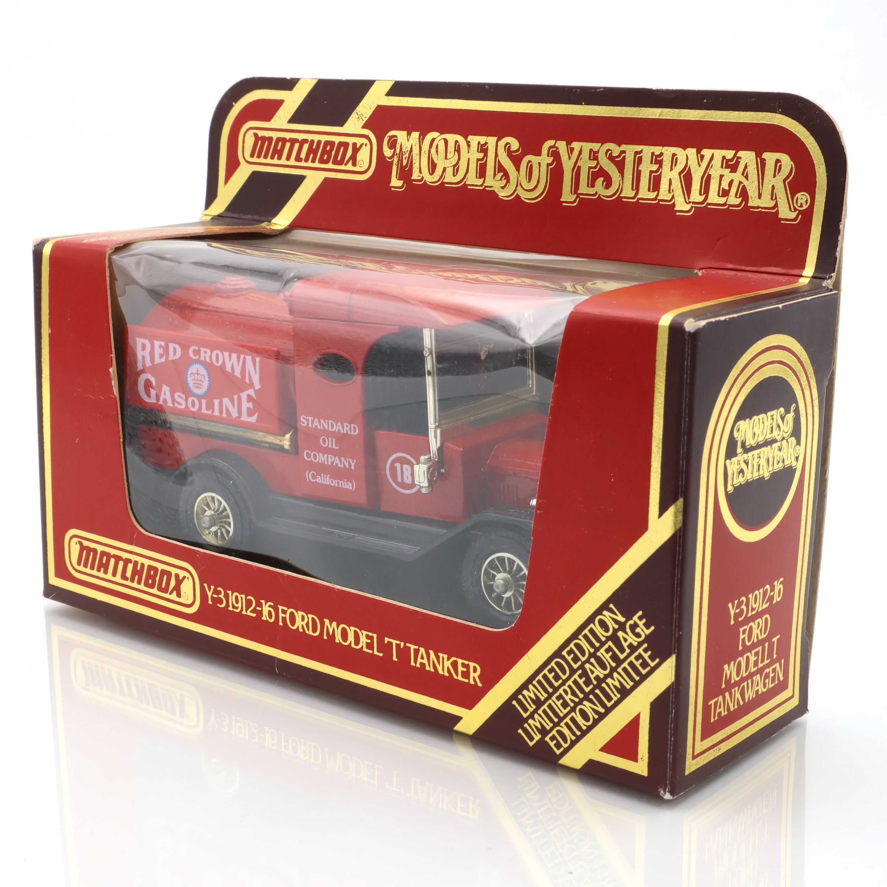 Y-3 Red Crown Gasoline Tanker - Vintage Collectible Diecast Model - 1930s Inspired Design - Perfect For Classic Car Enthusiasts