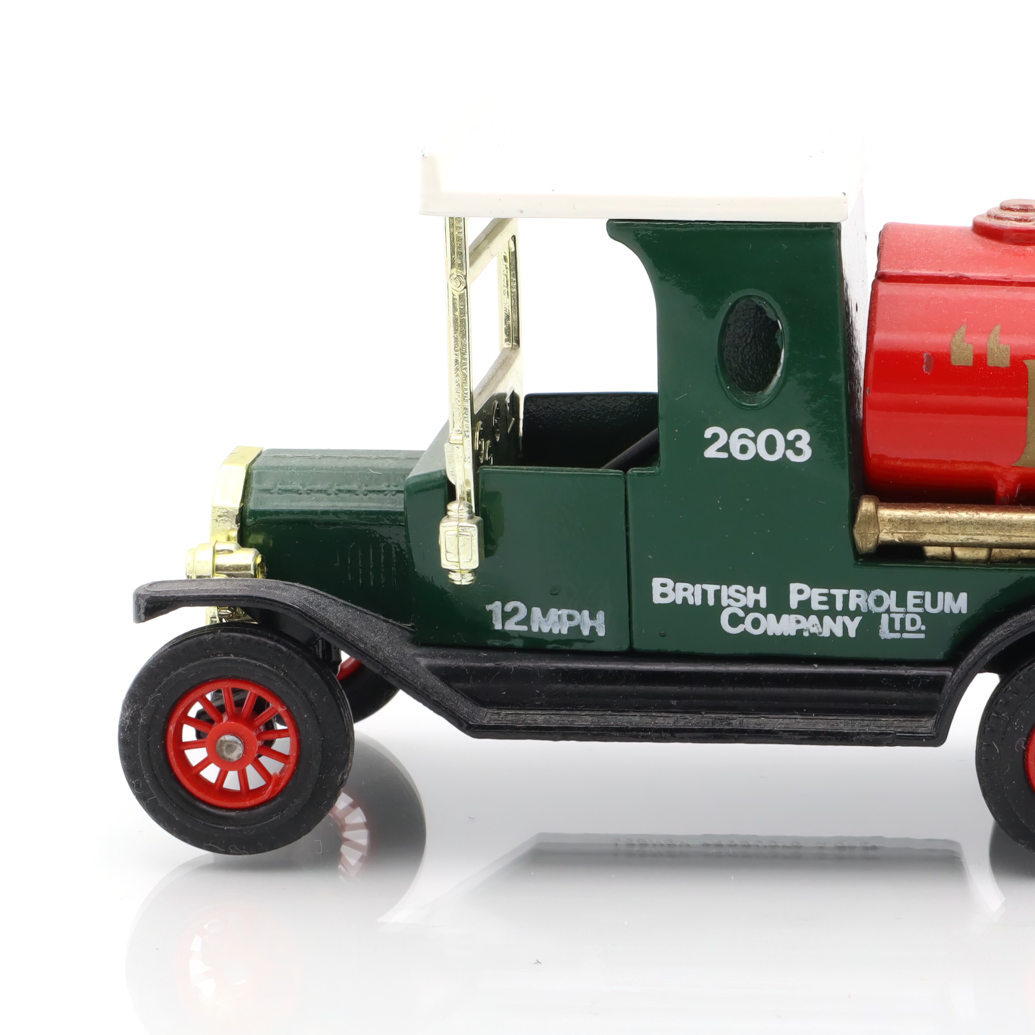 Ford Model Toy Truck British Petroleum Detailed Side View Thumbnail for Ford Model-T BP - Vintage Car Memorabilia - Antique Automotive Collectible - Classic Car Decor - Models Of Yesteryear