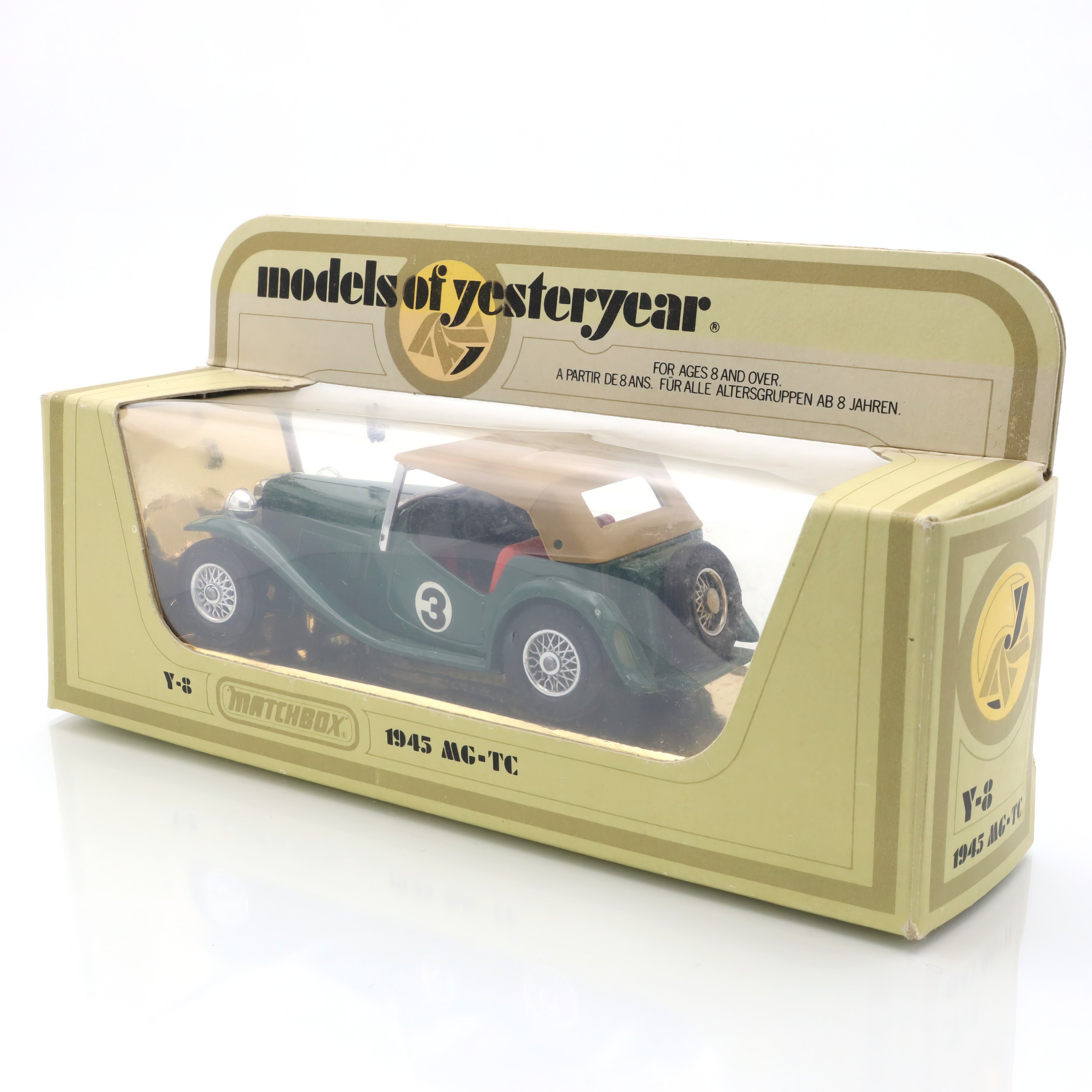 Y-8 1945 MG-TC - Vintage Collectible - Matchbox Diecast Model Car - Classic British Roadster - Retro Toy Display