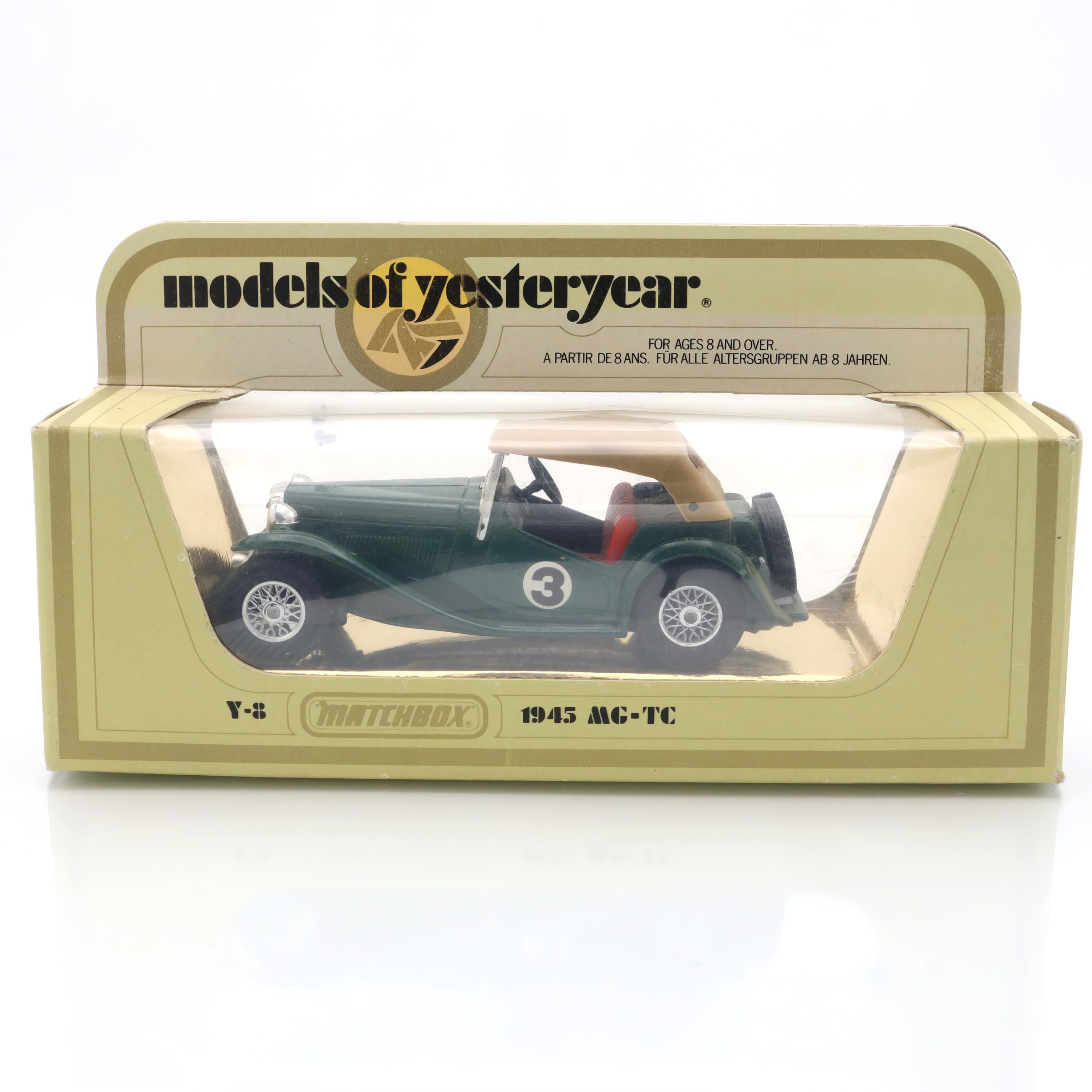 Y-8 1945 MG-TC - Vintage Collectible - Matchbox Diecast Model Car - Classic British Roadster - Retro Toy Display
