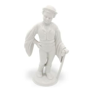 Herend Boy Figurine - Wayfarer - Wanderer Boy With Axe Hand Made Porcelain - Collectible Hungarian Hand Painted Sculpture