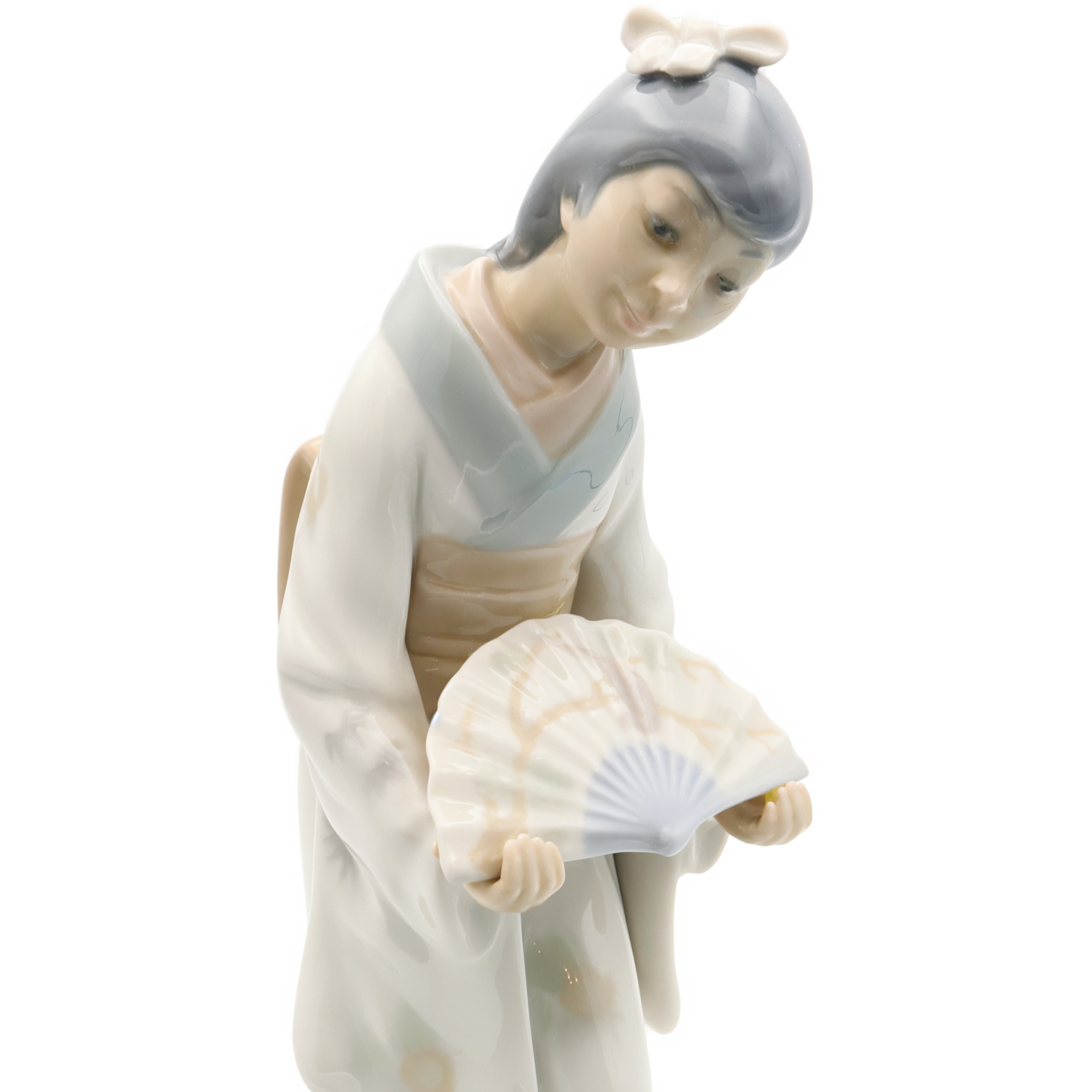 Lladro NAO Geisha Doll Handmade Porcelain Figurine Close Up - Vintage Japanese Collectible Sculpture Thumbnail for Lladro NAO Geisha Doll Handmade Porcelain Figurine - Vintage Collectible Sculpture - Oriental Decor - Japanese Figurine
