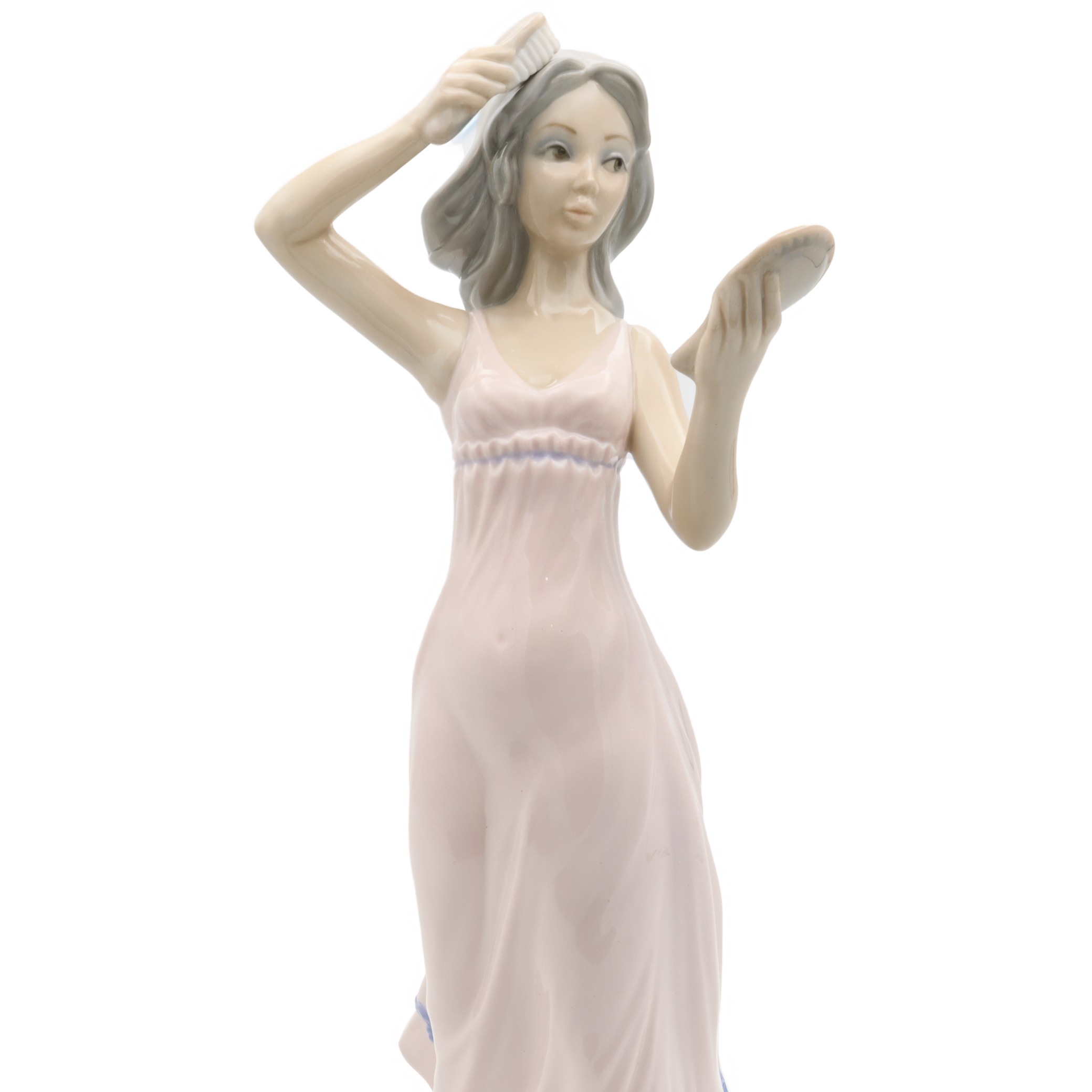 Thumbnail for Vintage Porcelain Doll - Elegant Woman Combing Her Hair - Tengra Spanish Hand Made Figurine - Collectible Porcelain Figurine