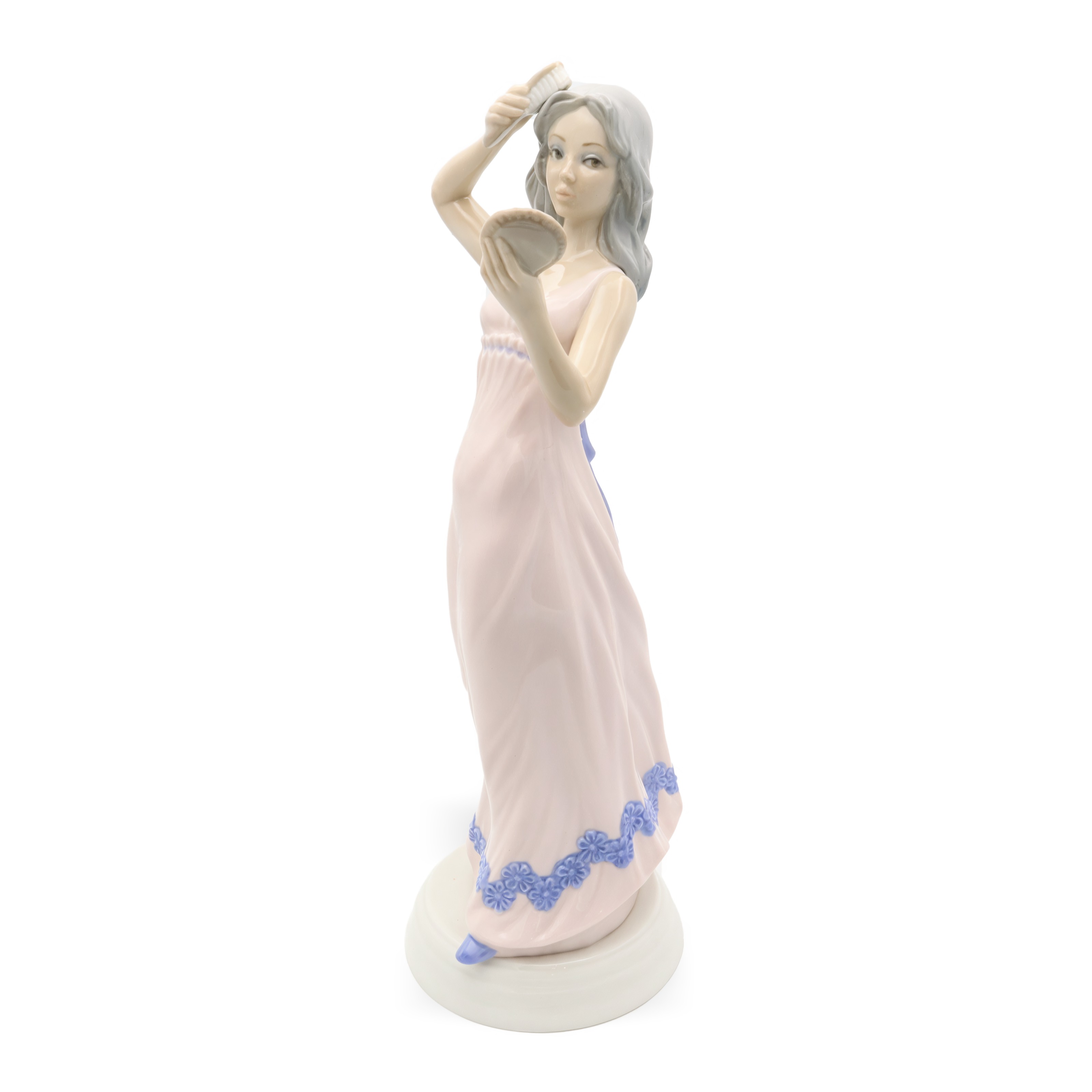 Thumbnail for Vintage Porcelain Doll - Elegant Woman Combing Her Hair - Tengra Spanish Hand Made Figurine - Collectible Porcelain Figurine