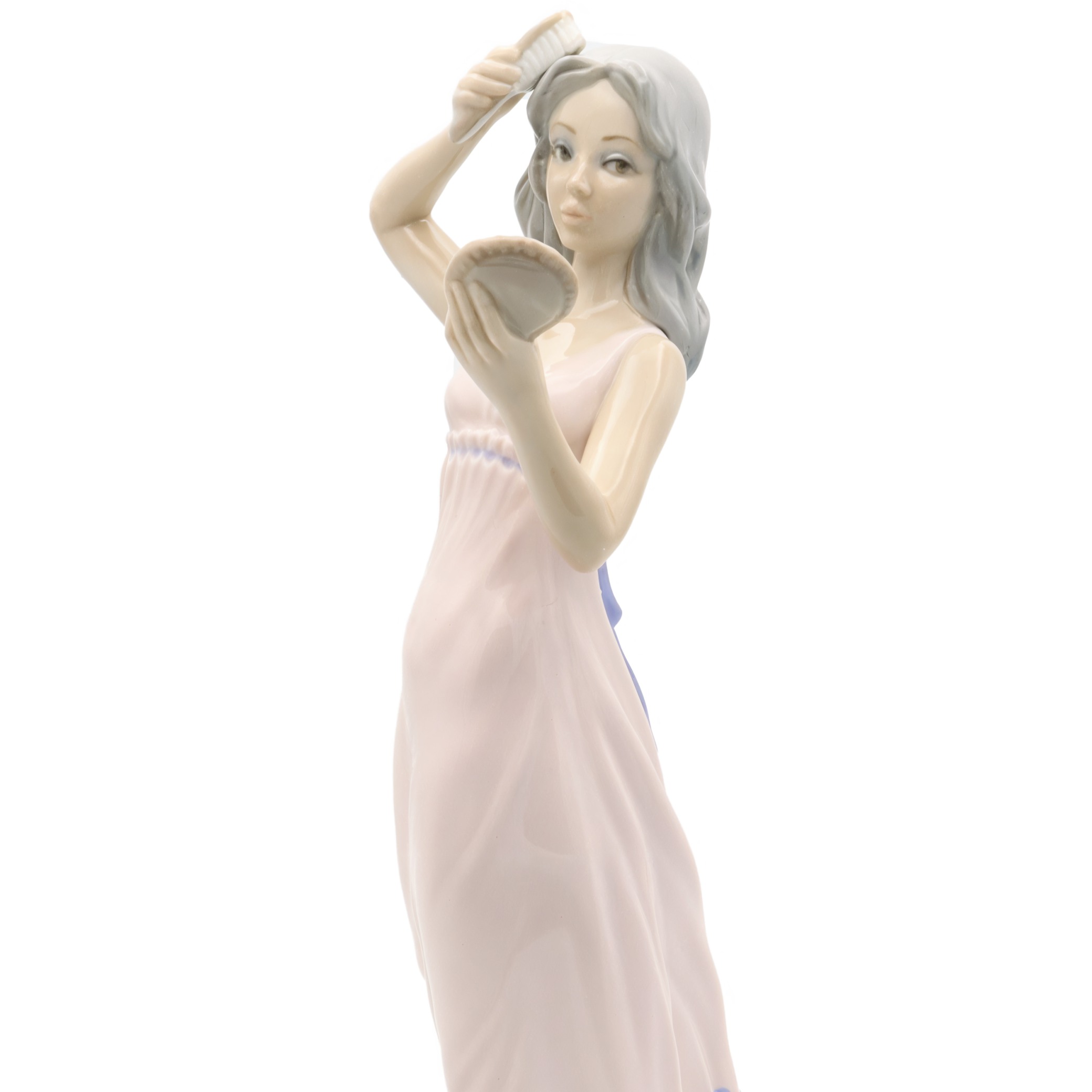 Thumbnail for Vintage Porcelain Doll - Elegant Woman Combing Her Hair - Tengra Spanish Hand Made Figurine - Collectible Porcelain Figurine