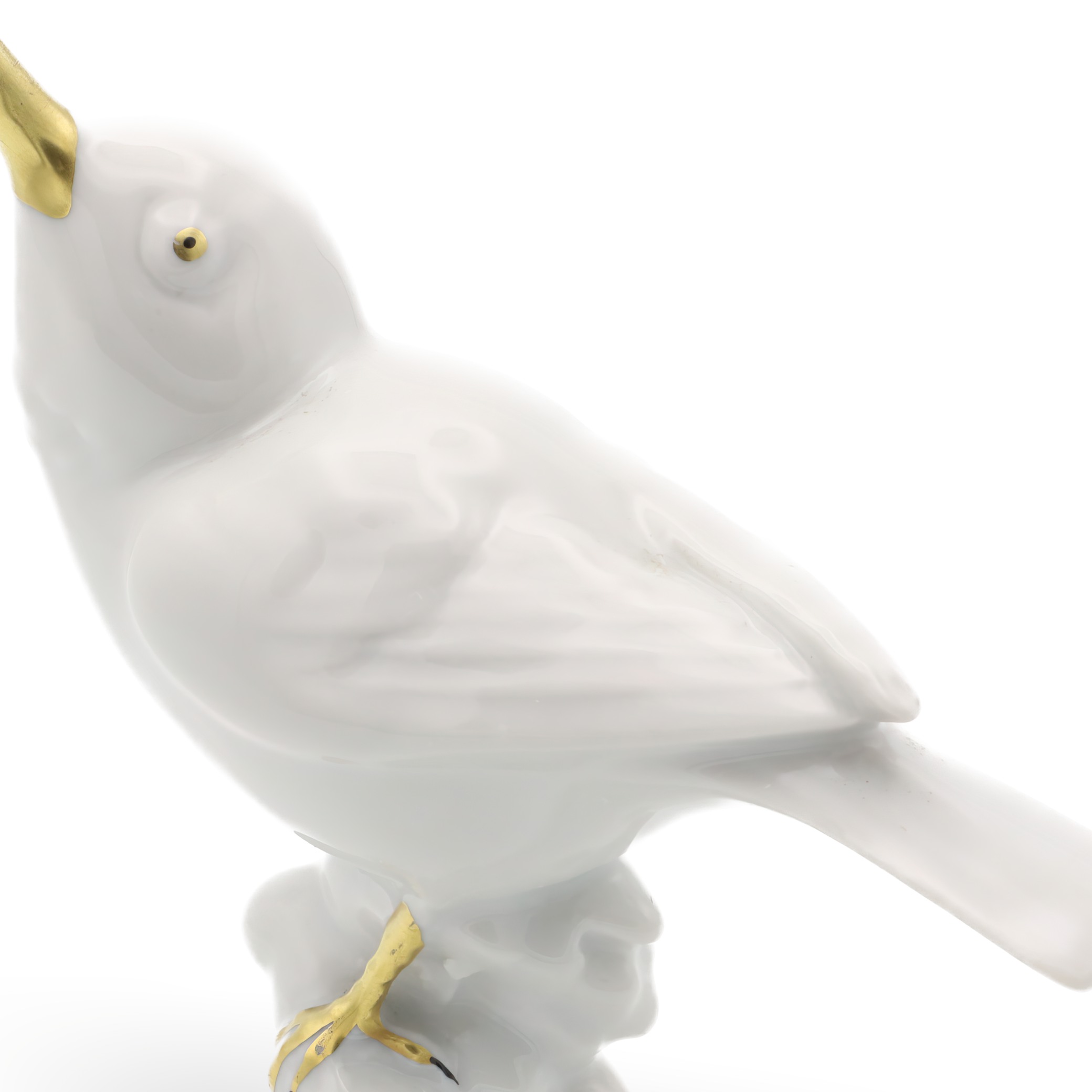 Detailed View White Porcelain Bird Figurine with Golden Accents - Gerold Porcelain Bavaria Vintage Collectors Item Thumbnail for White Porcelain Bird Figurine - Golden Accents - Retired Collectors Item - Gerold Porcelain Bavaria - Vintage Home Decor