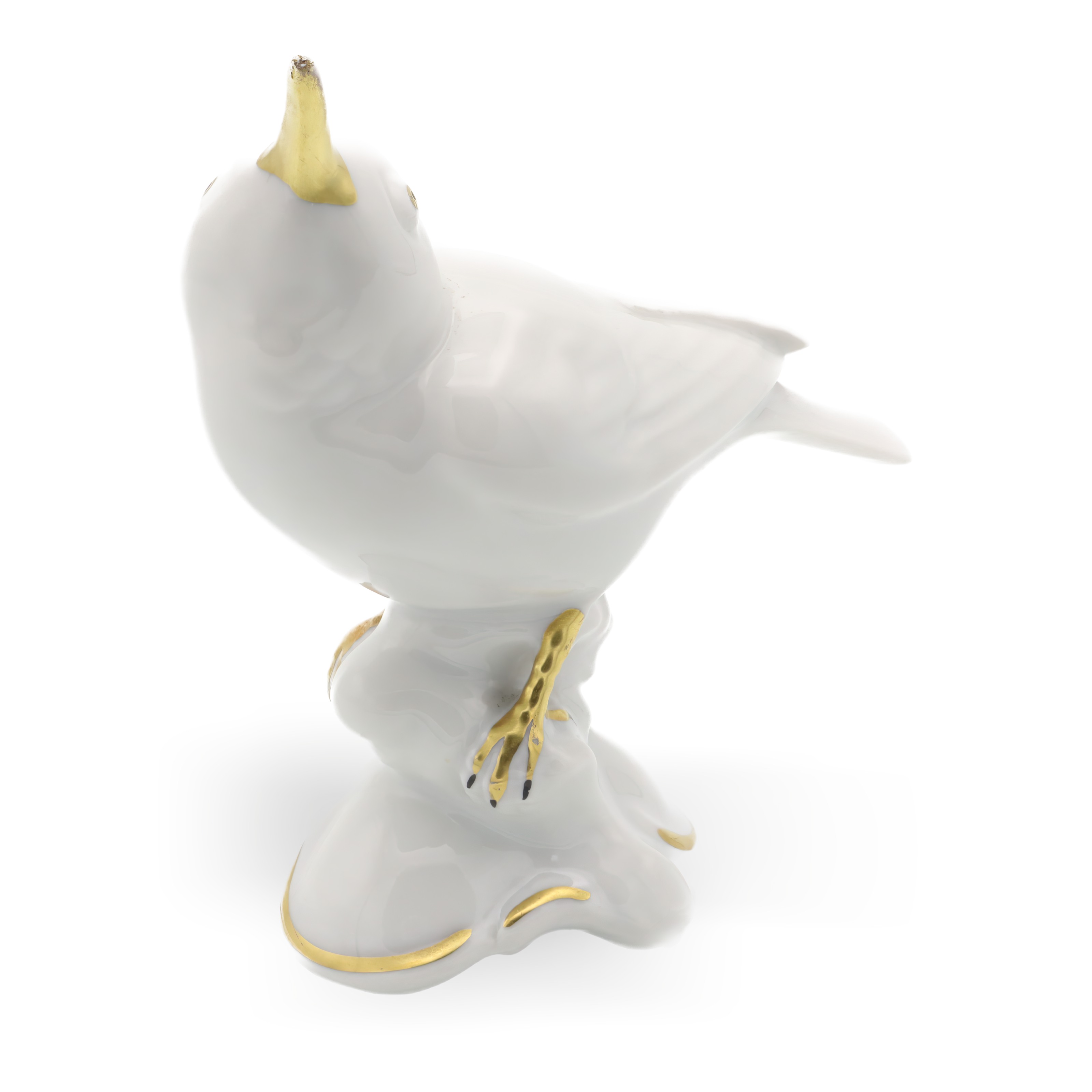 White Porcelain Bird Figurine with Golden Accents - Detailed View - Gerold Porcelain Bavaria Vintage Collectible Thumbnail for White Porcelain Bird Figurine - Golden Accents - Retired Collectors Item - Gerold Porcelain Bavaria - Vintage Home Decor