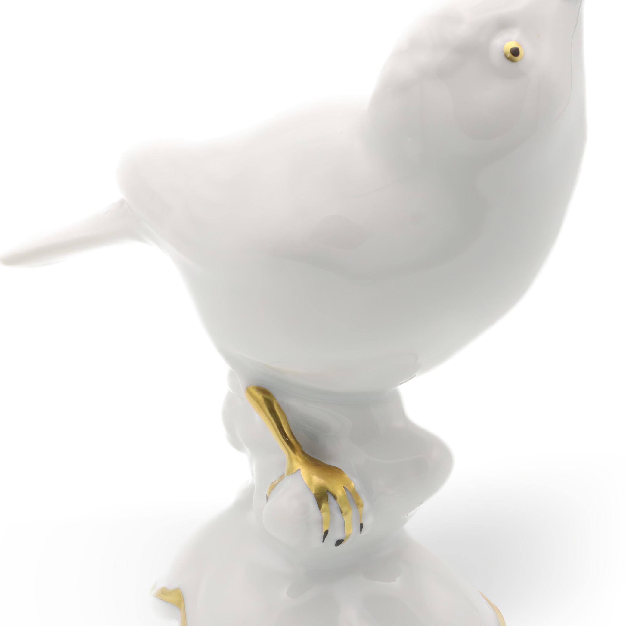 Detailed View White Porcelain Bird Figurine with Golden Accents - Gerold Porcelain Bavaria Retired Collectors Item Thumbnail for White Porcelain Bird Figurine - Golden Accents - Retired Collectors Item - Gerold Porcelain Bavaria - Vintage Home Decor