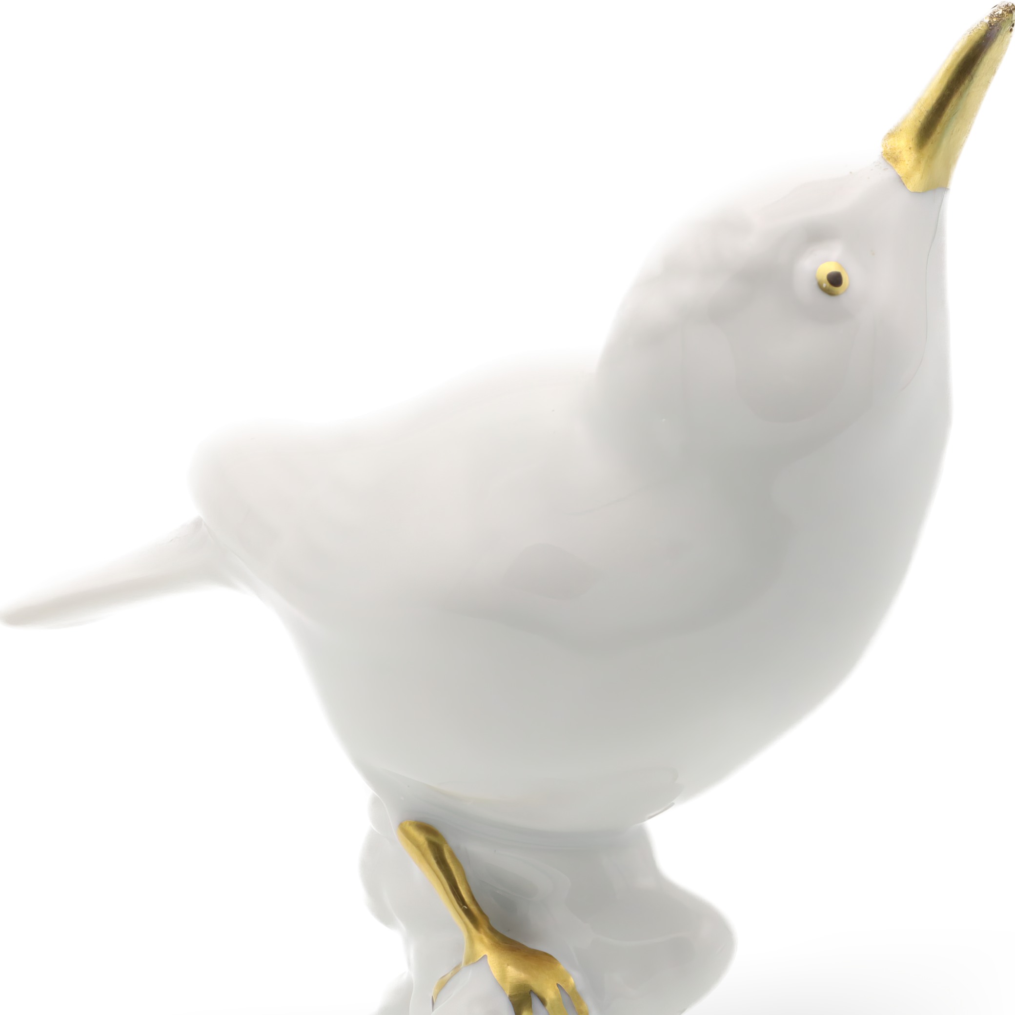 White Porcelain Bird Figurine with Golden Accents Detailed View - Gerold Porcelain Bavaria Retired Collectors Item Thumbnail for White Porcelain Bird Figurine - Golden Accents - Retired Collectors Item - Gerold Porcelain Bavaria - Vintage Home Decor