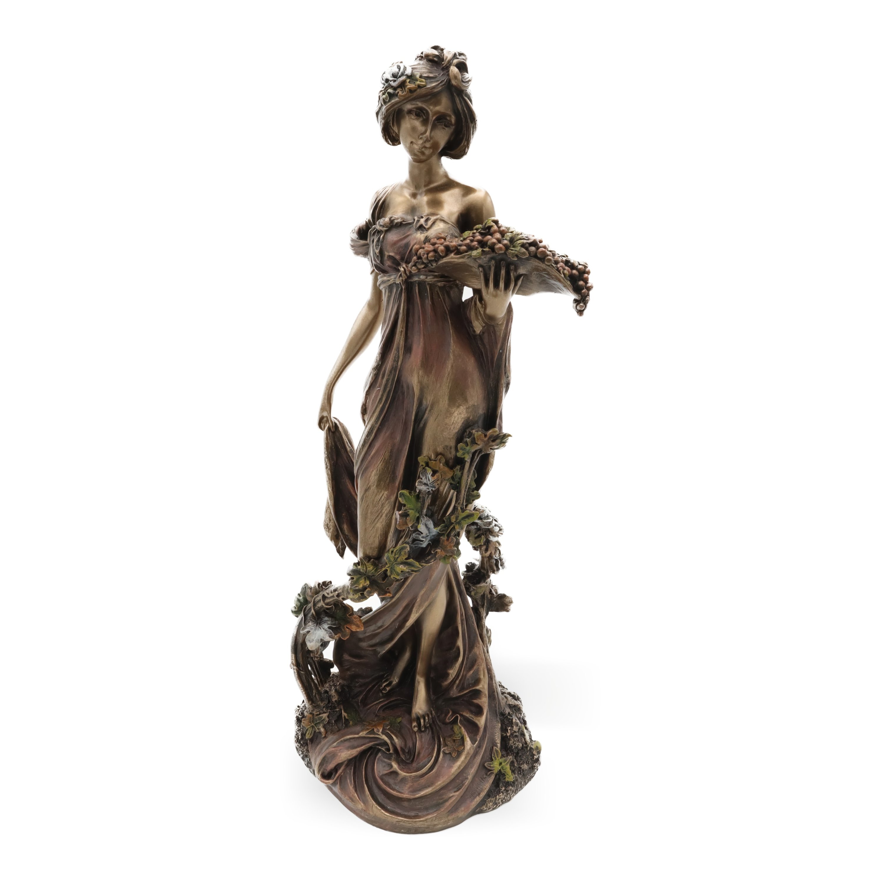 Alphonse Mucha Art Nouveau Statue - Bronze Coated Elegant Woman Figurine Nymph Statue Veronese Collection (Retired)