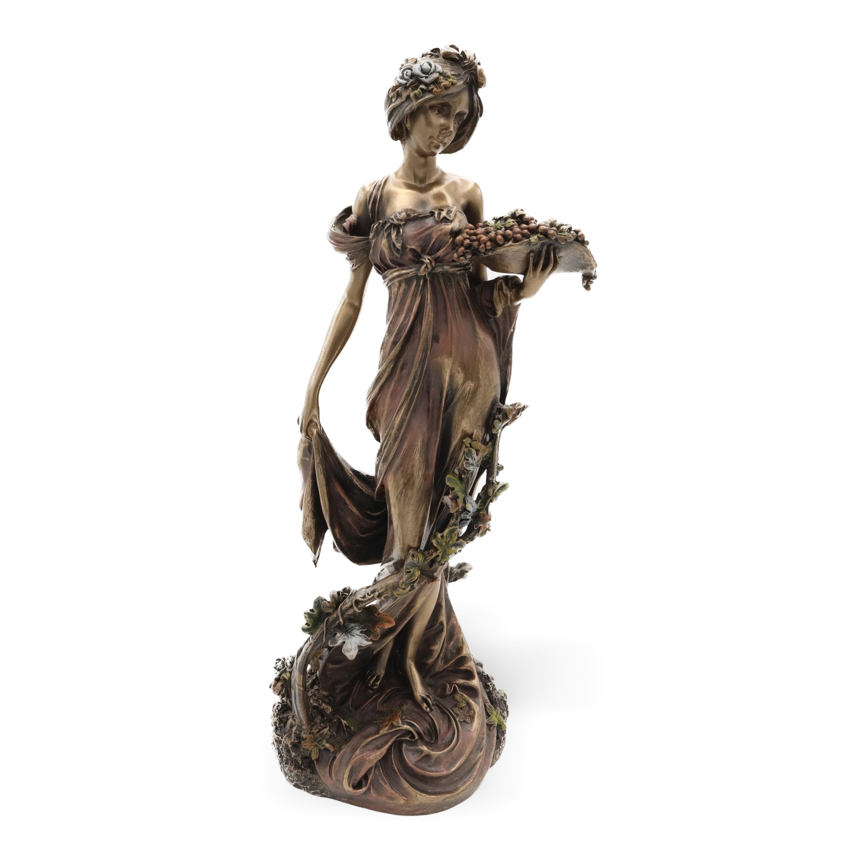 Alphonse Mucha Art Nouveau Statue - Bronze Coated Elegant Woman Figurine Nymph Statue Veronese Collection (Retired)