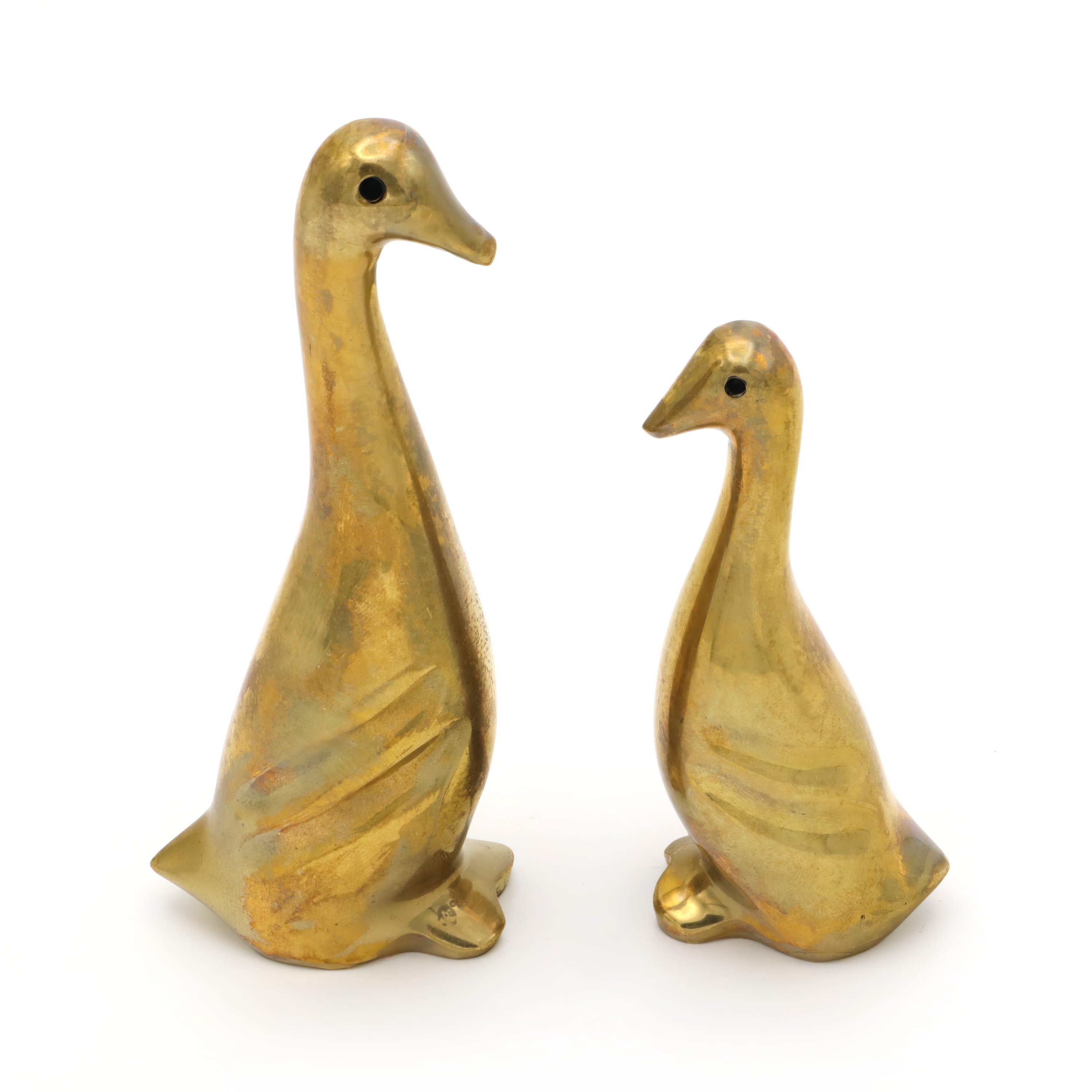 Vintage Solid Brass Geese Figurines - Set Of 2 - Spanish Art Deco - Brass Bird Sculptures - Mid Century Home Decor - Retro Collectibles