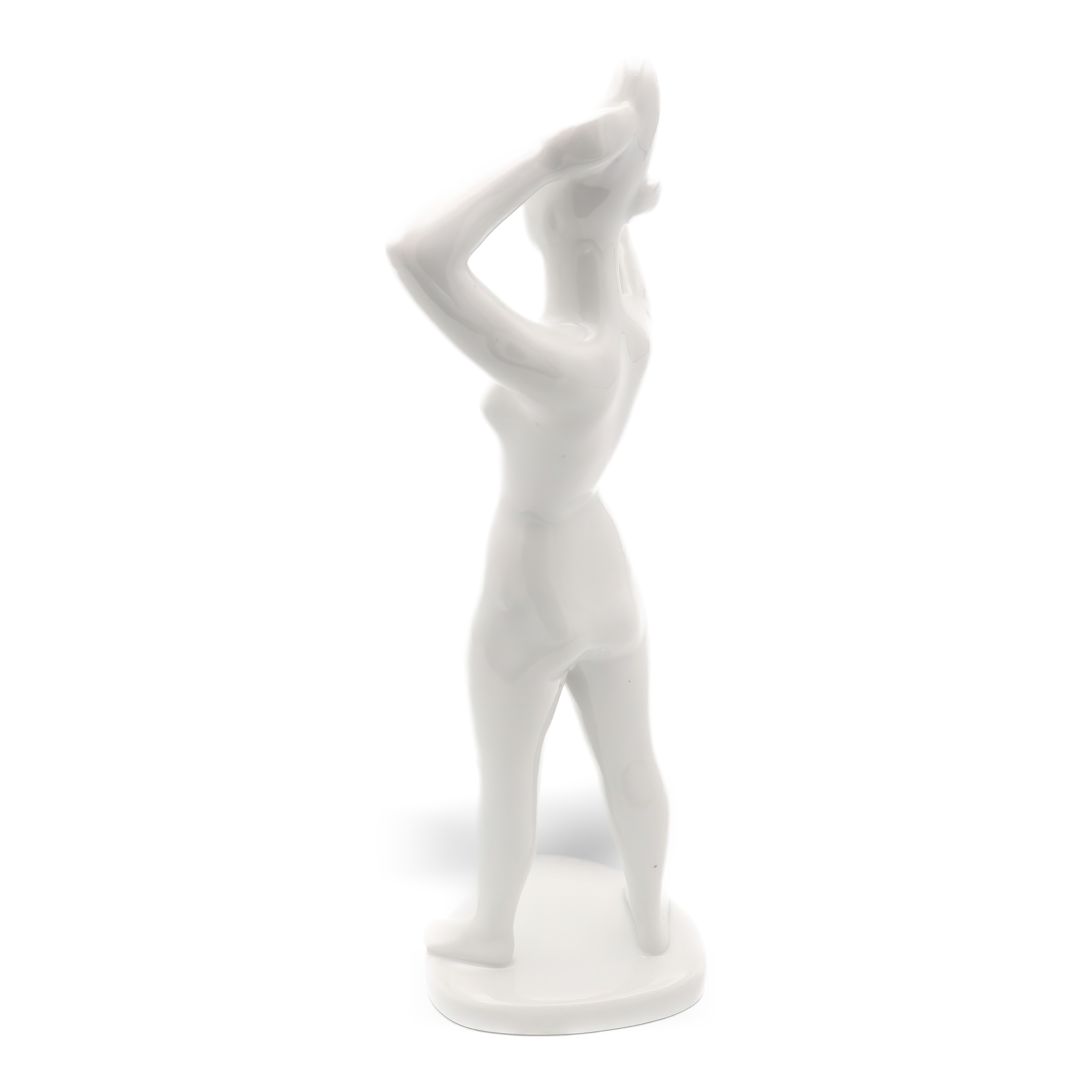 Art Deco Woman Statue Side View Thumbnail for Art Deco Woman Statue - Lady Combing Her Hair - Hand Made Porcelain Figurine - Very Rare - Vintage Home Decor - Collectible Female Figure