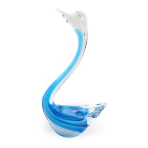 Blue Murano Swan - Italian Art Glass Figurine - Vintage Hand Blown Glass Swan - Mid Century Decorative Collectible - Retro Home Decor