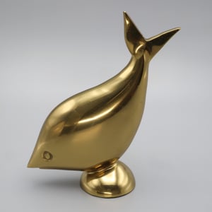 Brass Fish Figurine - Solid Metal Art Deco Statue - Vintage Brass Decor - Nautical Fish Statue - Retro Metal Figurine - Coastal Home Decor