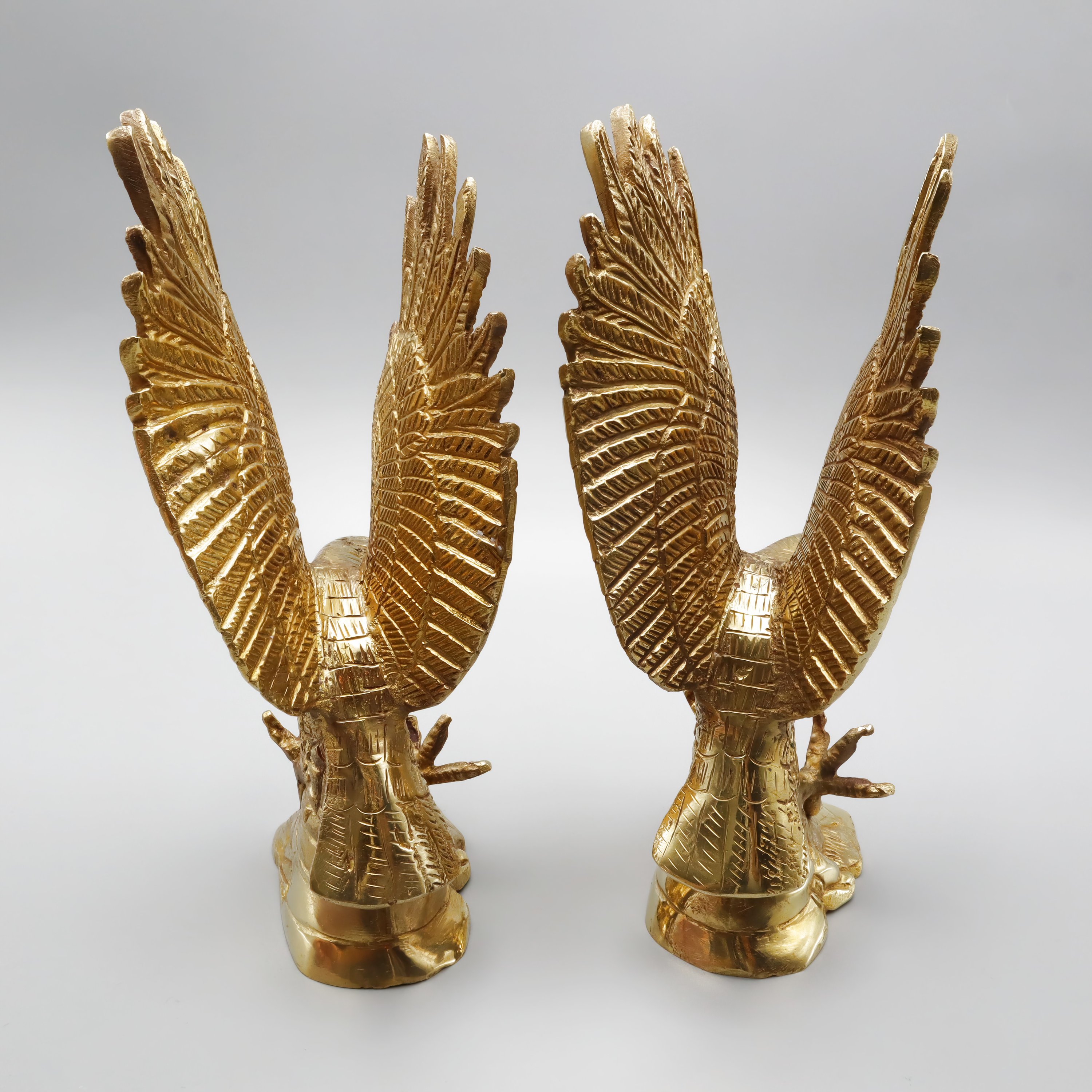 Bronze Eagle Pair - Vintage Eagle Statues - Bronze Bird Figurines - Antique Home Decor - Wildlife Sculpture - Handmade Bronze Decor