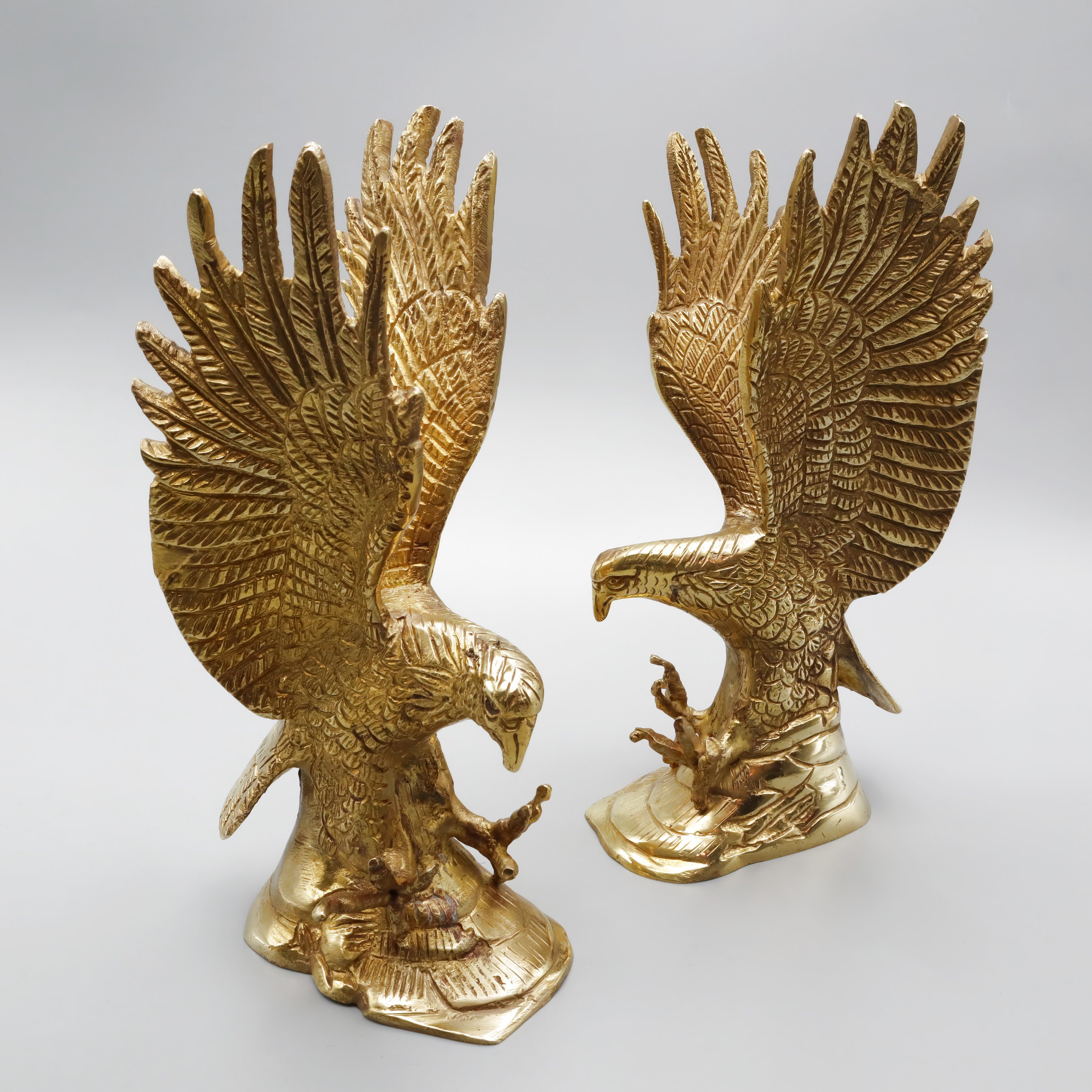 Bronze Eagle Pair - Vintage Eagle Statues - Bronze Bird Figurines - Antique Home Decor - Wildlife Sculpture - Handmade Bronze Decor