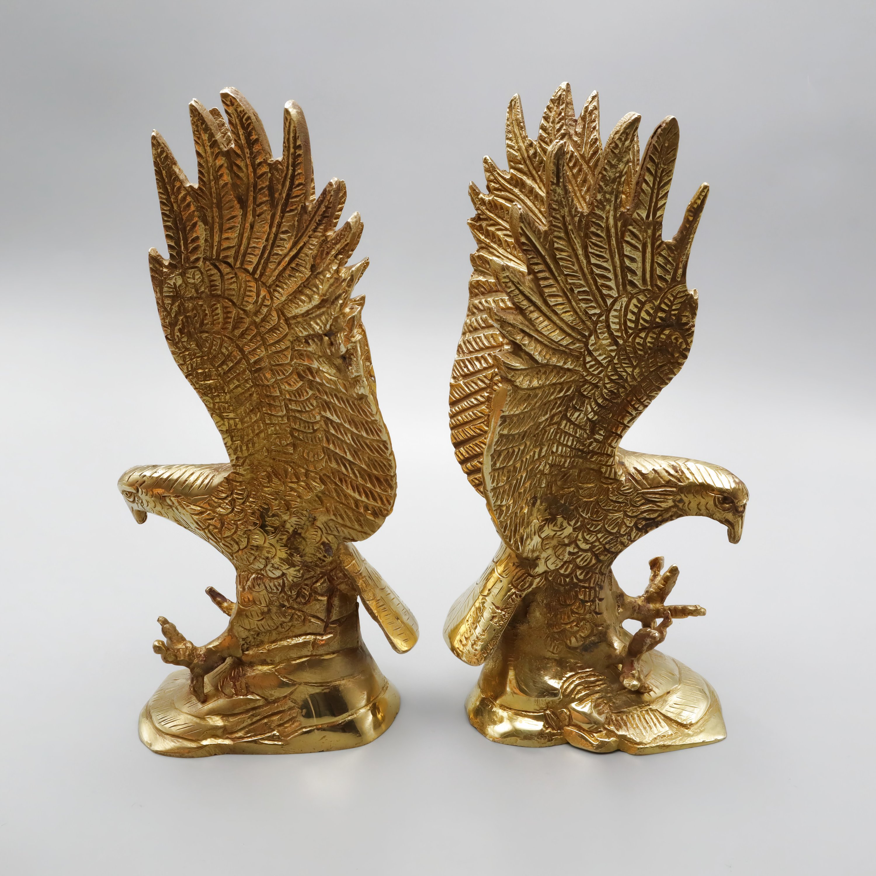 Bronze Eagle Pair - Vintage Eagle Statues - Bronze Bird Figurines - Antique Home Decor - Wildlife Sculpture - Handmade Bronze Decor