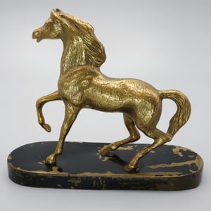 Bronze Horse Figurine - Vintage 1960s Dancing Stallion Statue Solid Bronze - Mid Century Horse Sculpture - Equestrian Home Decor