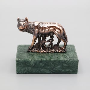 Capitoline Wolf With Romulus And Remus Bronze Statuette - Roman Mythology Figurine - Italian History Sculpture - Wolf And Twins Statue