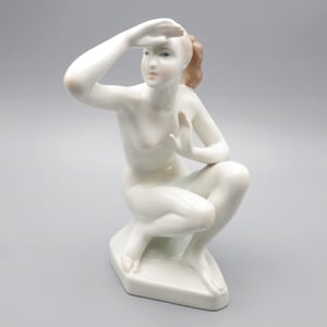 Elegant Lady Statue - Curiosity Of Antheia -  Woman Vintage 1970 Hand Painted Porcelain