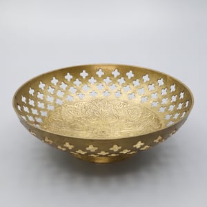 Hand Made Bronze Fruit Basket - Vintage Plate - Spanish Bronze Server - Rustic Kitchen Decor - Antique Bronze Display - Boho Tableware