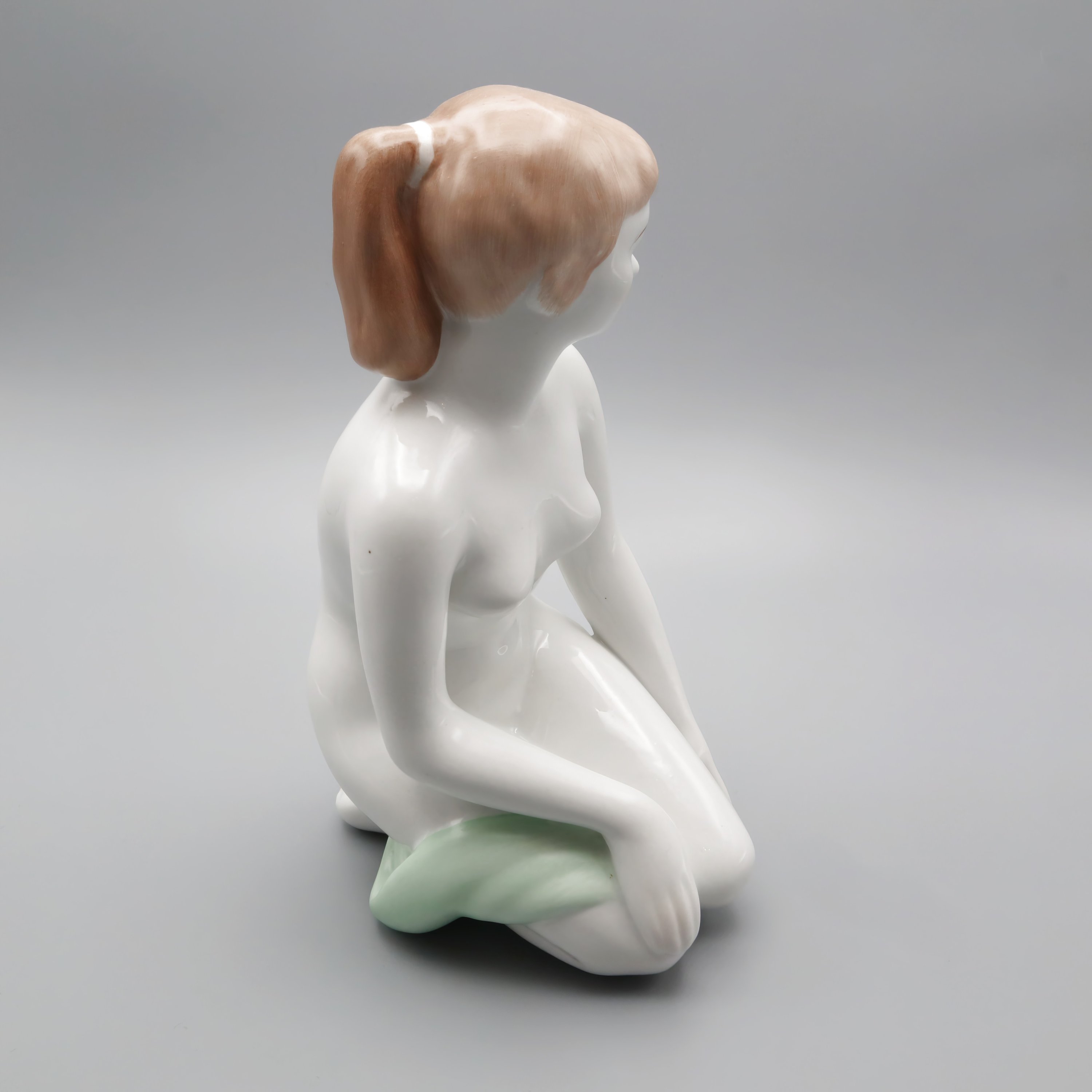 Kneeling Woman Statue - Nude Porcelain Model Aquincum Hungary 1970 - Vintage Figurine - Collectible Hungarian Art