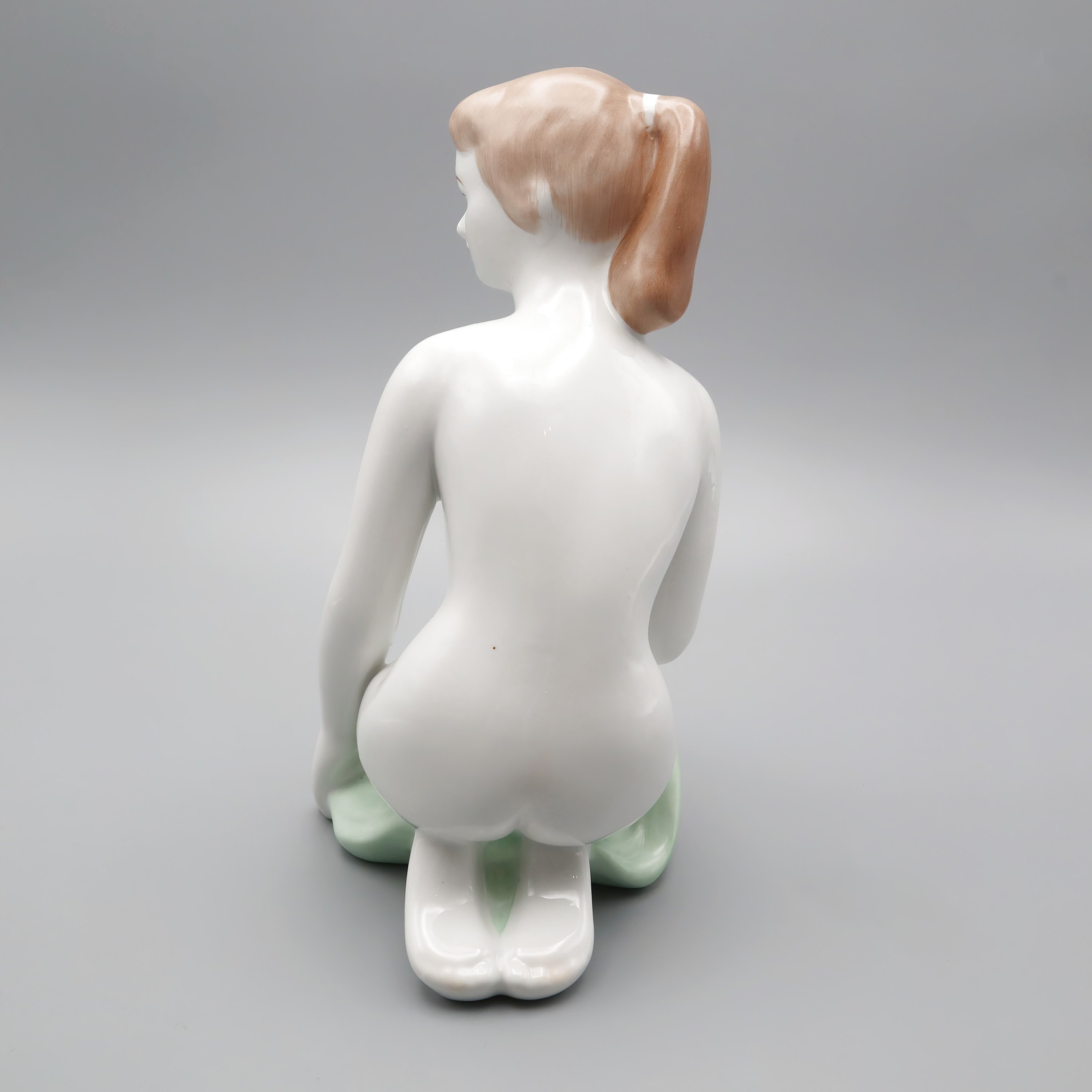 Kneeling Woman Statue - Nude Porcelain Model Aquincum Hungary 1970 - Vintage Figurine - Collectible Hungarian Art