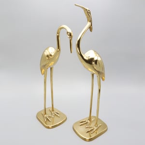 Large Brass Heron Statues - Spanish Art Deco - Vintage Mid Century Home Decor - Brass Bird Sculptures - Retro Art Deco Heron Figurines
