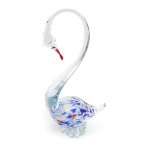 Large Murano Swan - Multicolor Crystal Bird - Vintage Hand Blown Glass Swan - Italian Art Glass Figurine - Retro Home Decor