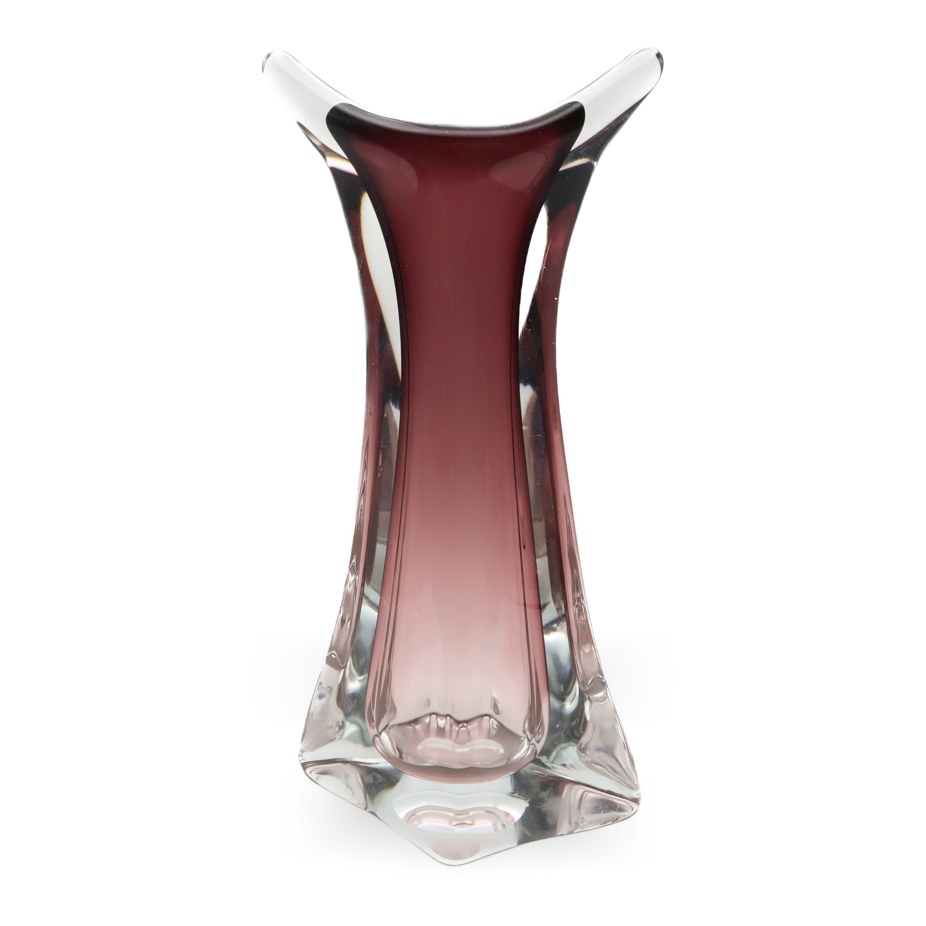 Large Murano Vase - Pink Blown Crystal Glass Vessel - Handcrafted Italian Art Glass - Vintage Home Décor - Mid-Century Modern Style