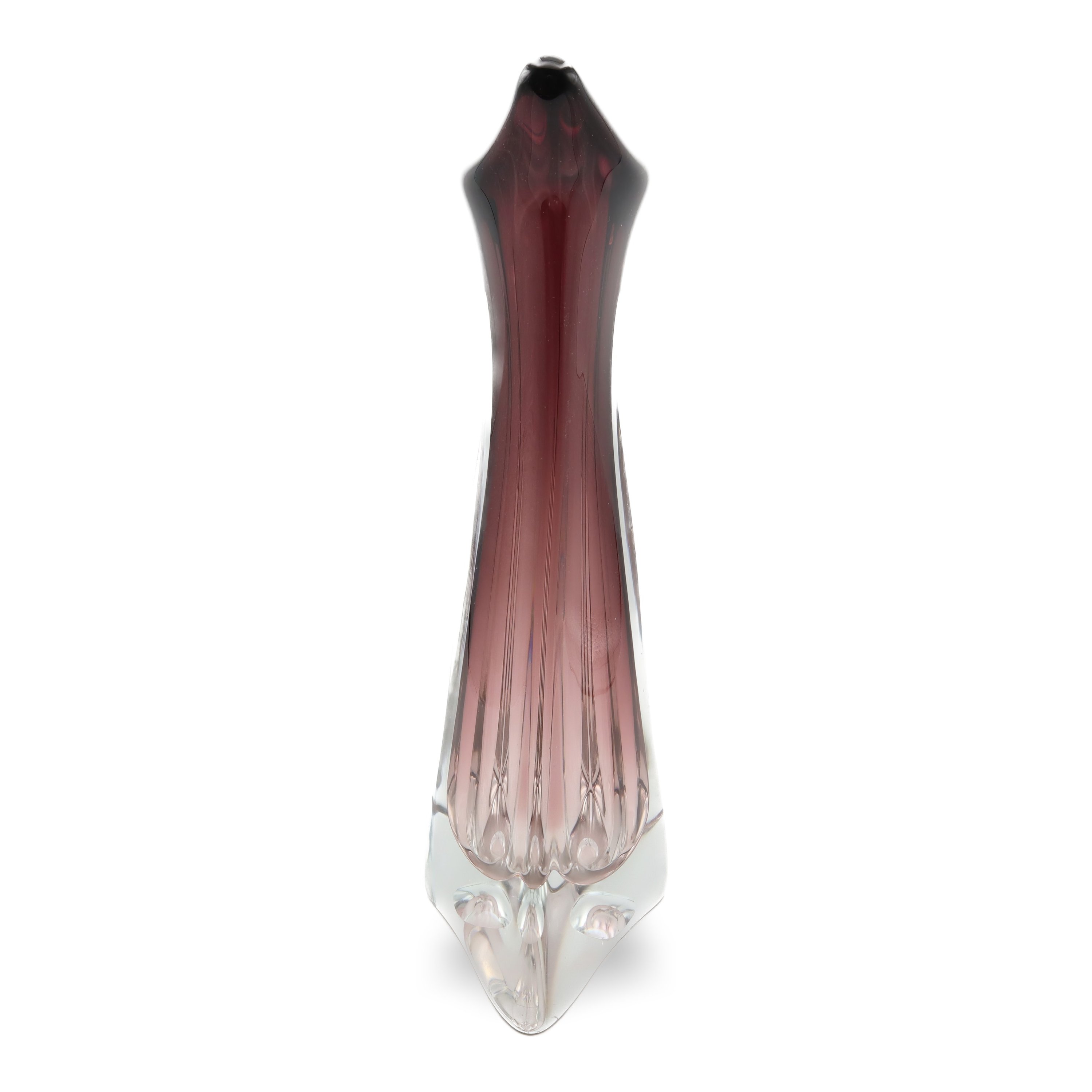 Large Murano Vase - Pink Blown Crystal Glass Vessel - Handcrafted Italian Art Glass - Vintage Home Décor - Mid-Century Modern Style